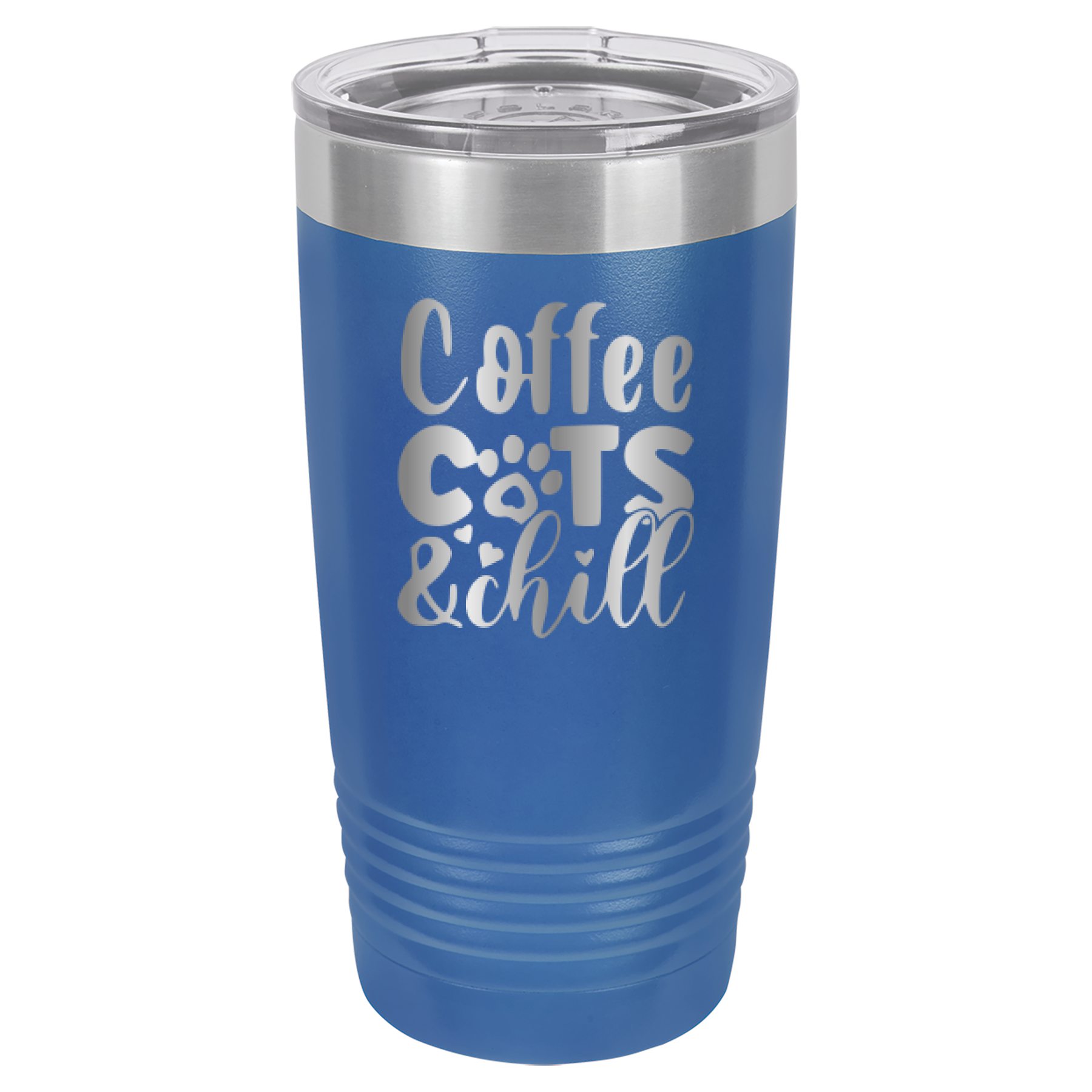 Coffee, Cats, And Chill - 20oz Polar Camel Tumbler - Royal Blue image