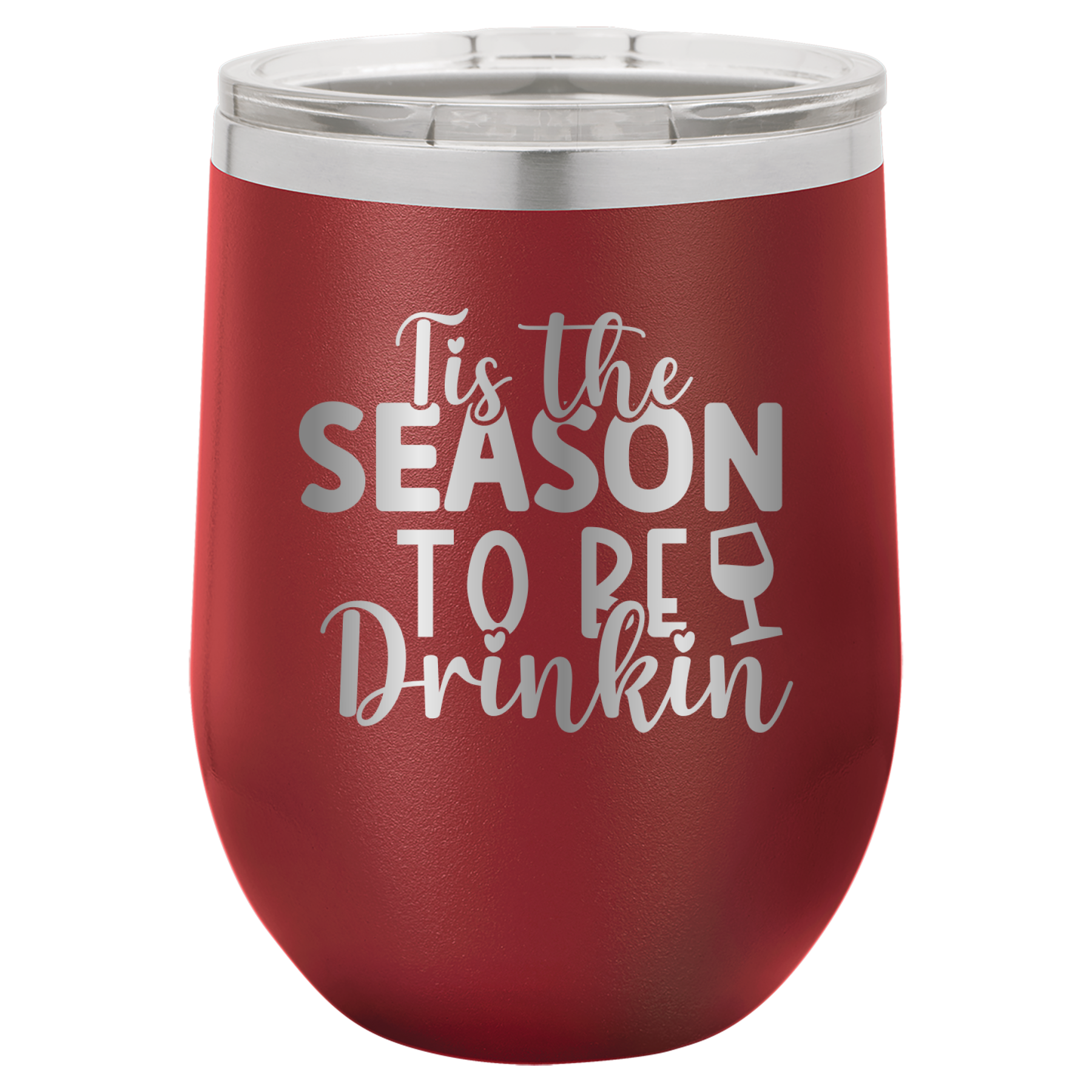Tis The Season To Be Drinkin' - 12oz Polar Camel Wine Tumbler - Maroon image