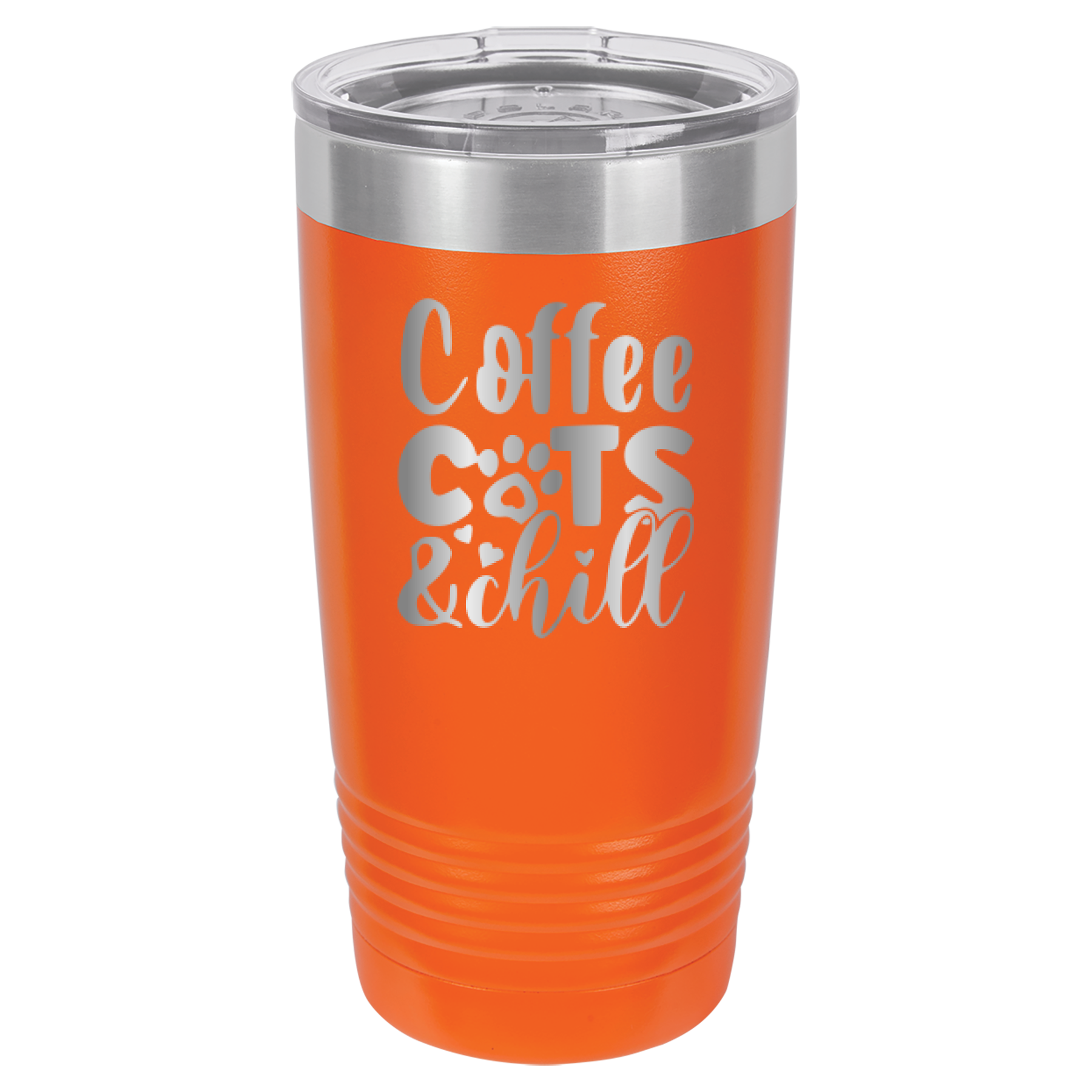 Coffee, Cats, And Chill - 20oz Polar Camel Tumbler - Orange image