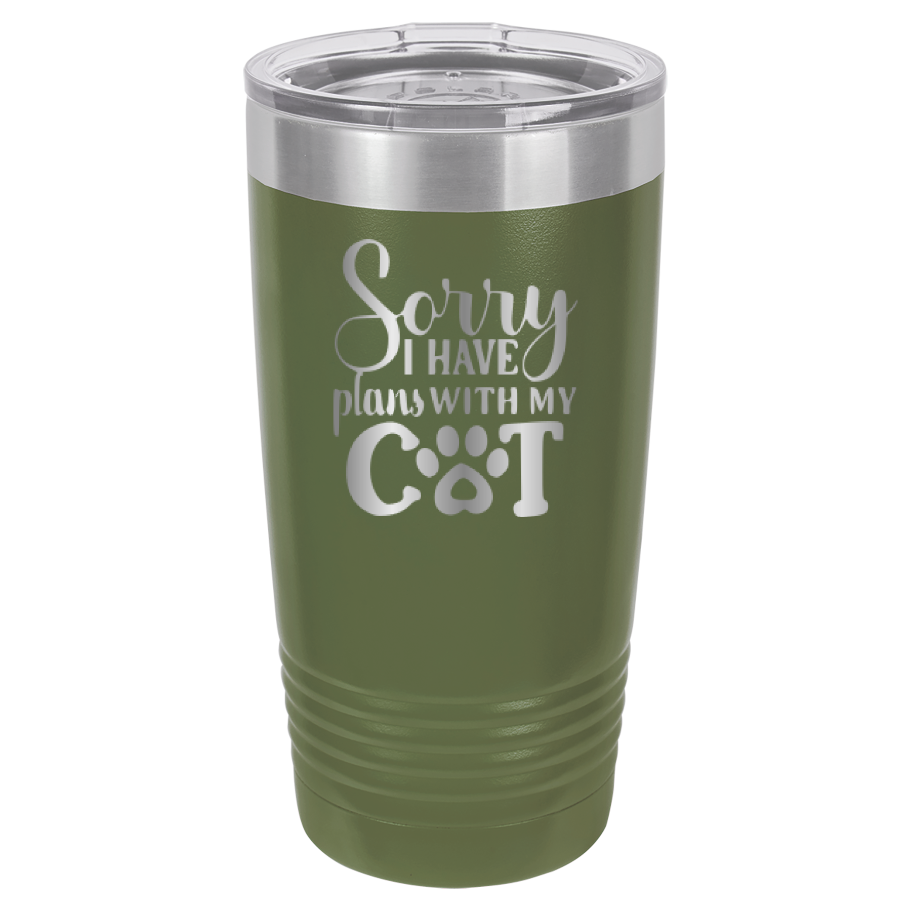 Sorry I Have Plans With My Cat - 20oz Polar Camel Tumbler - Olive Green image