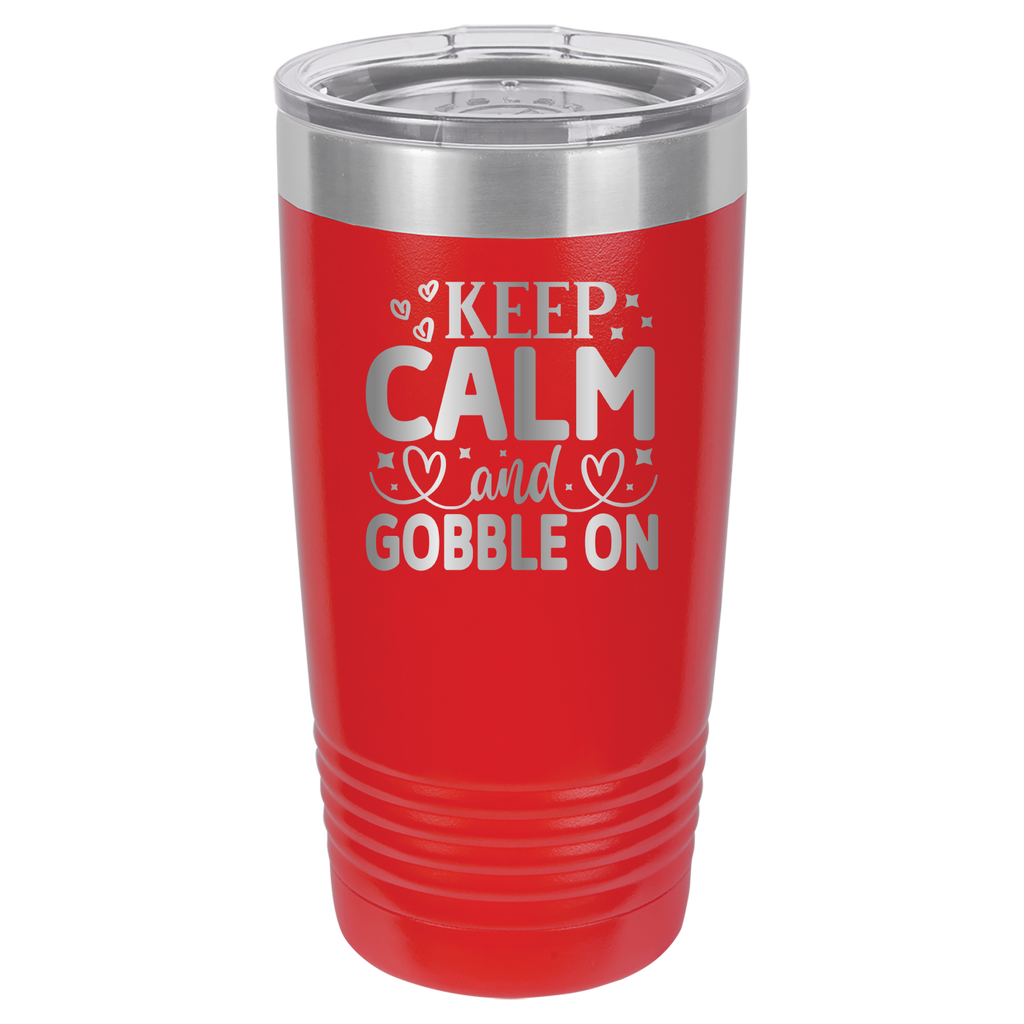Keep Calm and Gobble On - 20oz Polar Camel Tumbler - Red image