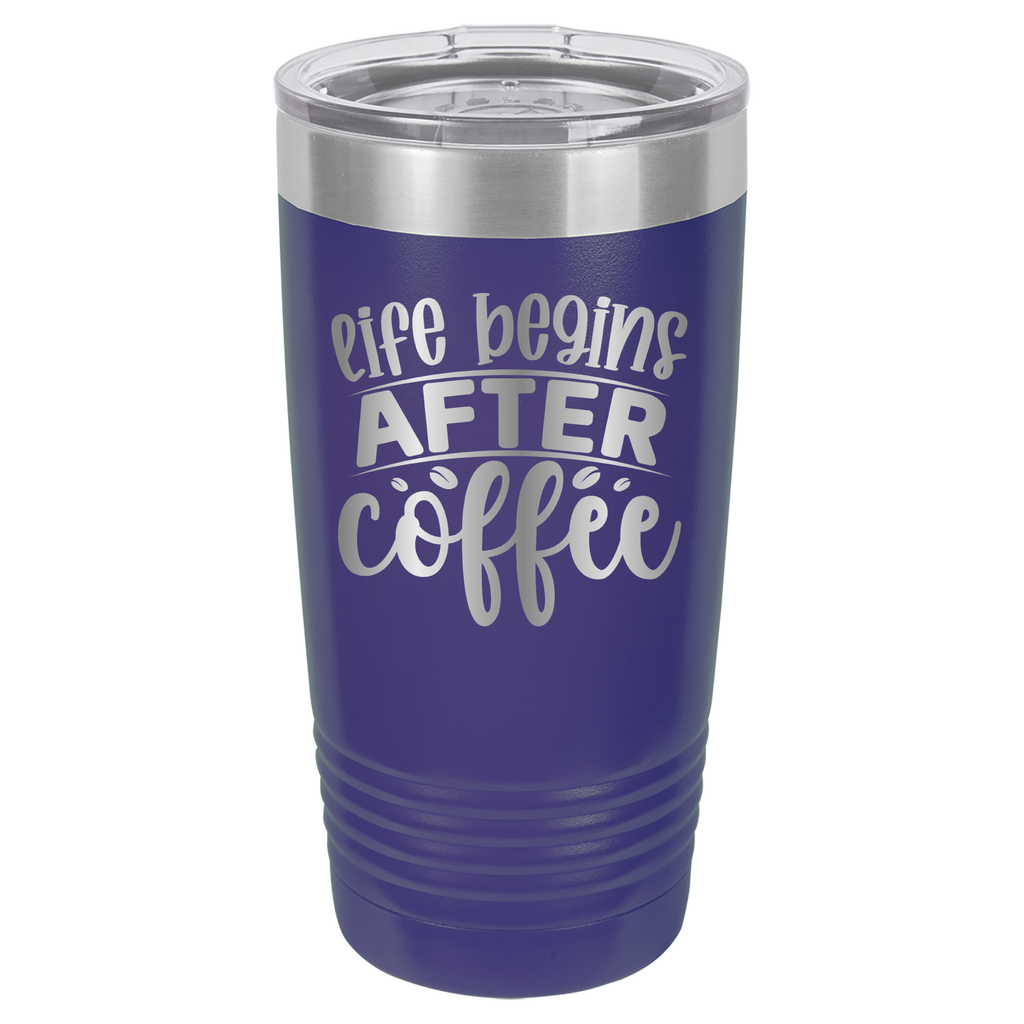 Life Begins After Coffee - 20oz Polar Camel Tumbler - Purple image