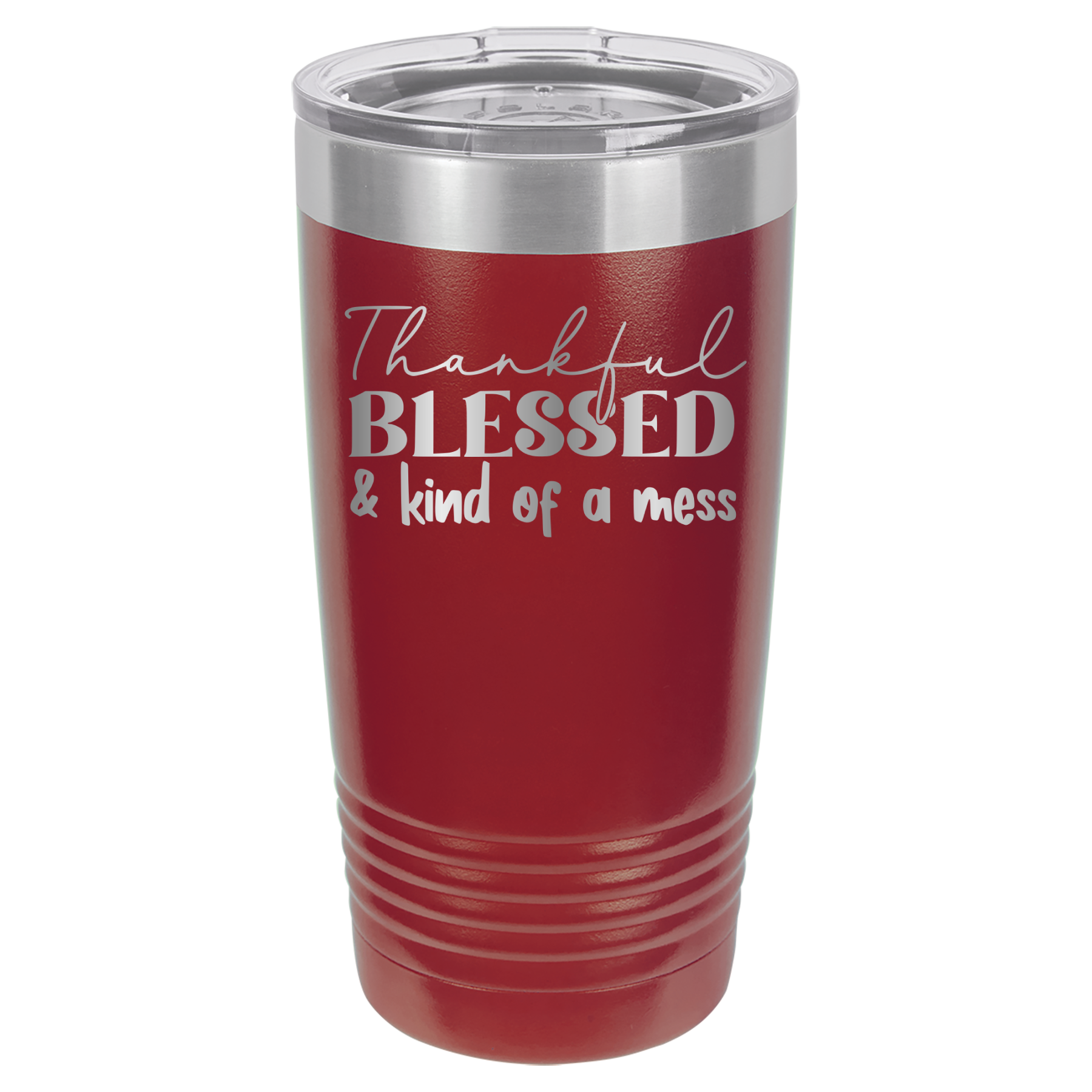 Thankful, Blessed, And Kind Of A Mess - 20oz Polar Camel Tumbler - Maroon image