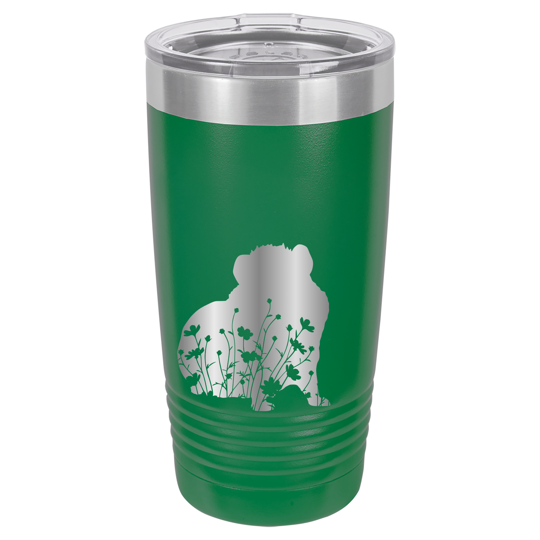 Floral Guinea Pig Design - 20oz Polar Camel Tumbler - Green image