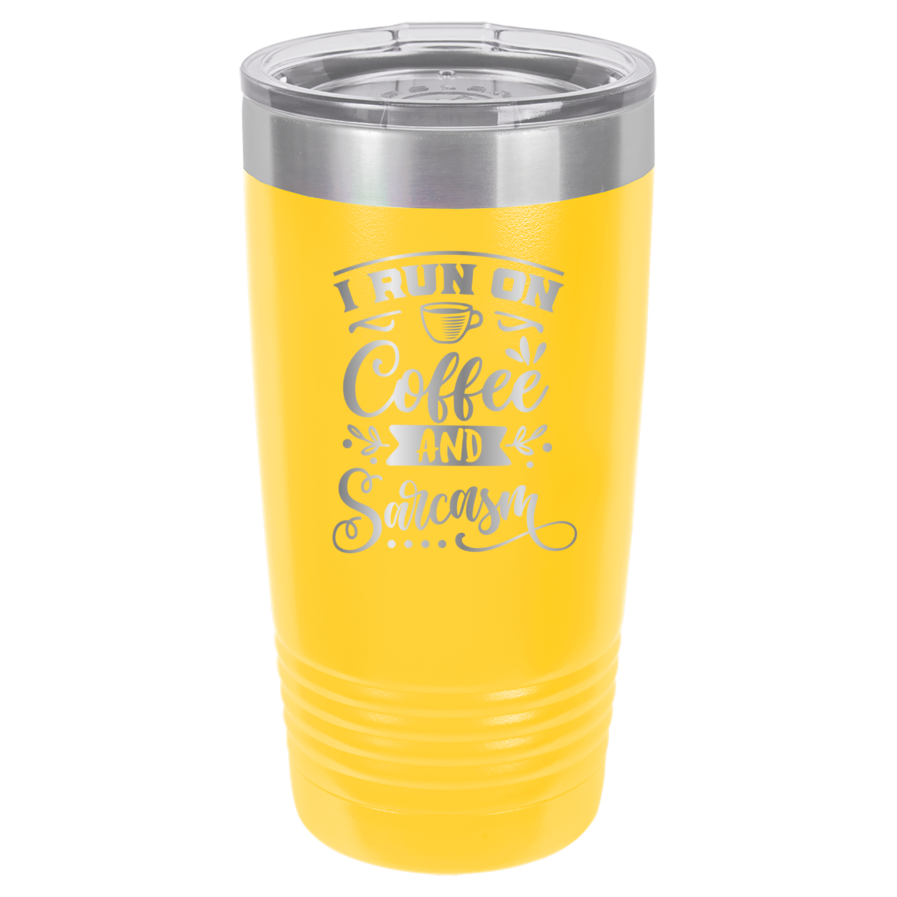 I Run On Coffee and Sarcasm - 20oz Polar Camel Tumbler - Yellow image
