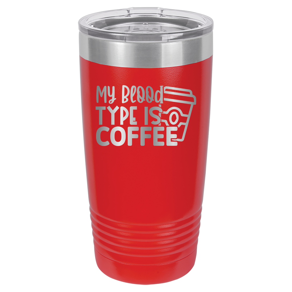 My Blood Type Is Coffee - 20oz Polar Camel Tumbler - Red image