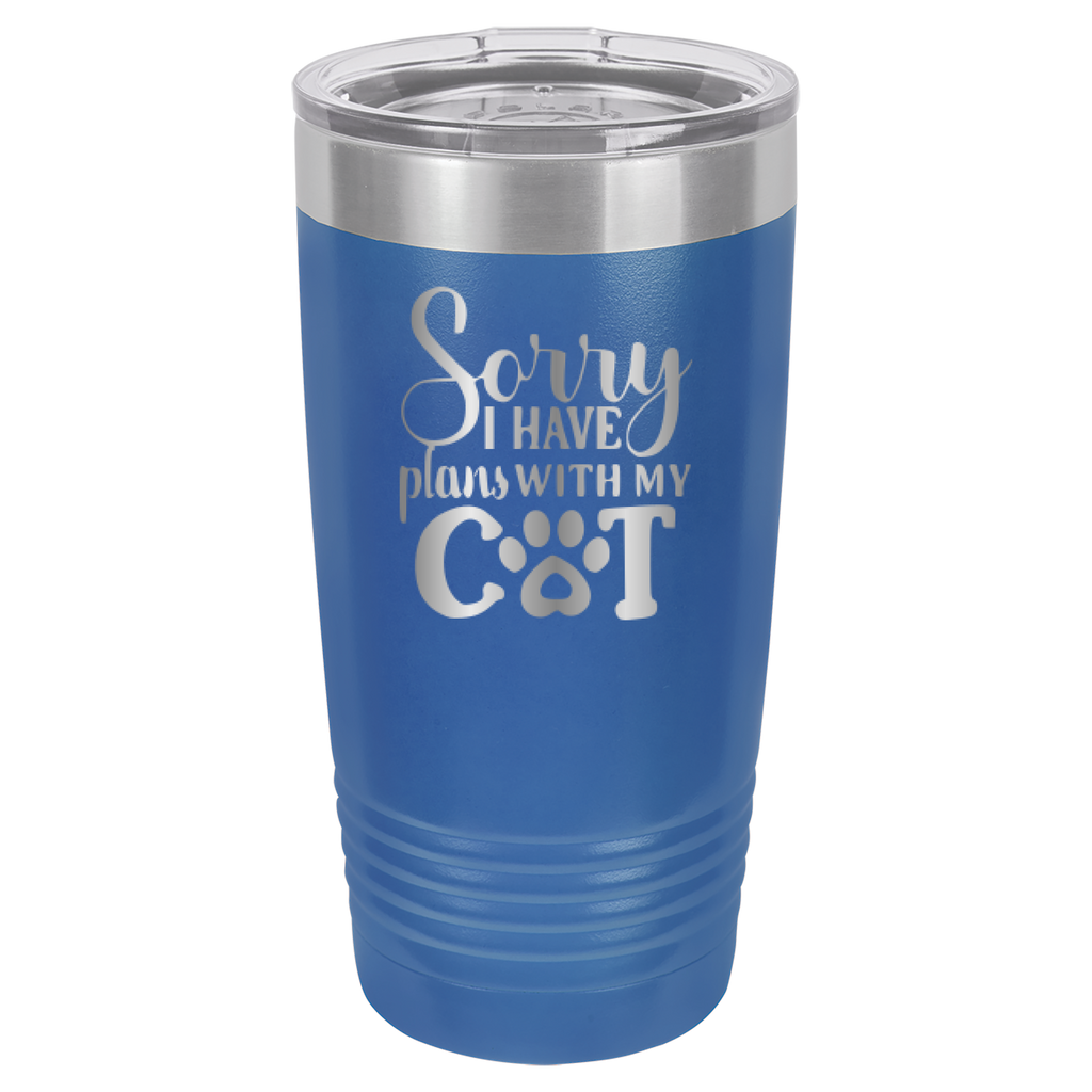 Sorry I Have Plans With My Cat - 20oz Polar Camel Tumbler - Royal Blue image