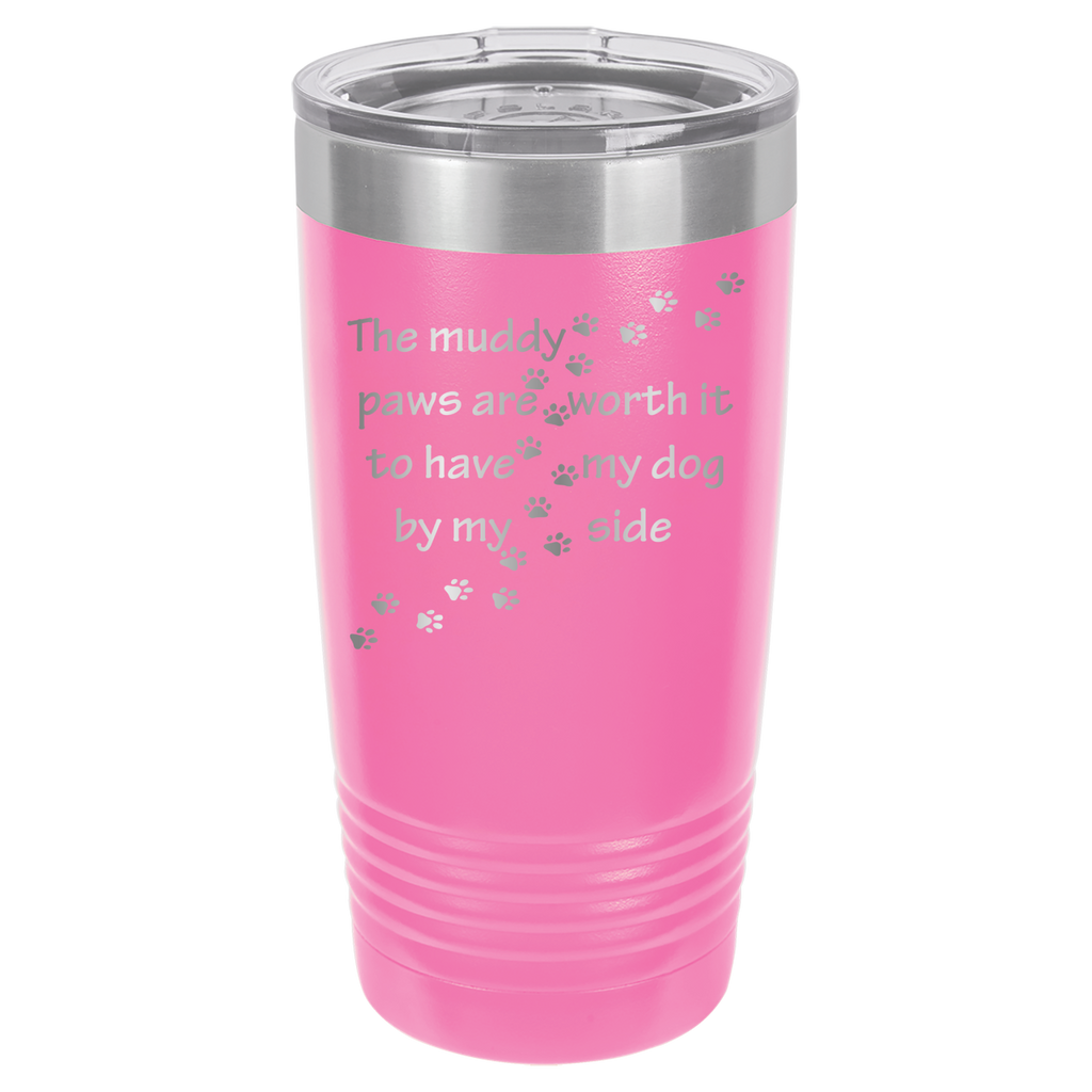 Muddy Paws - Dog 20oz Polar Camel Tumbler - Can Be Customized - Pink image