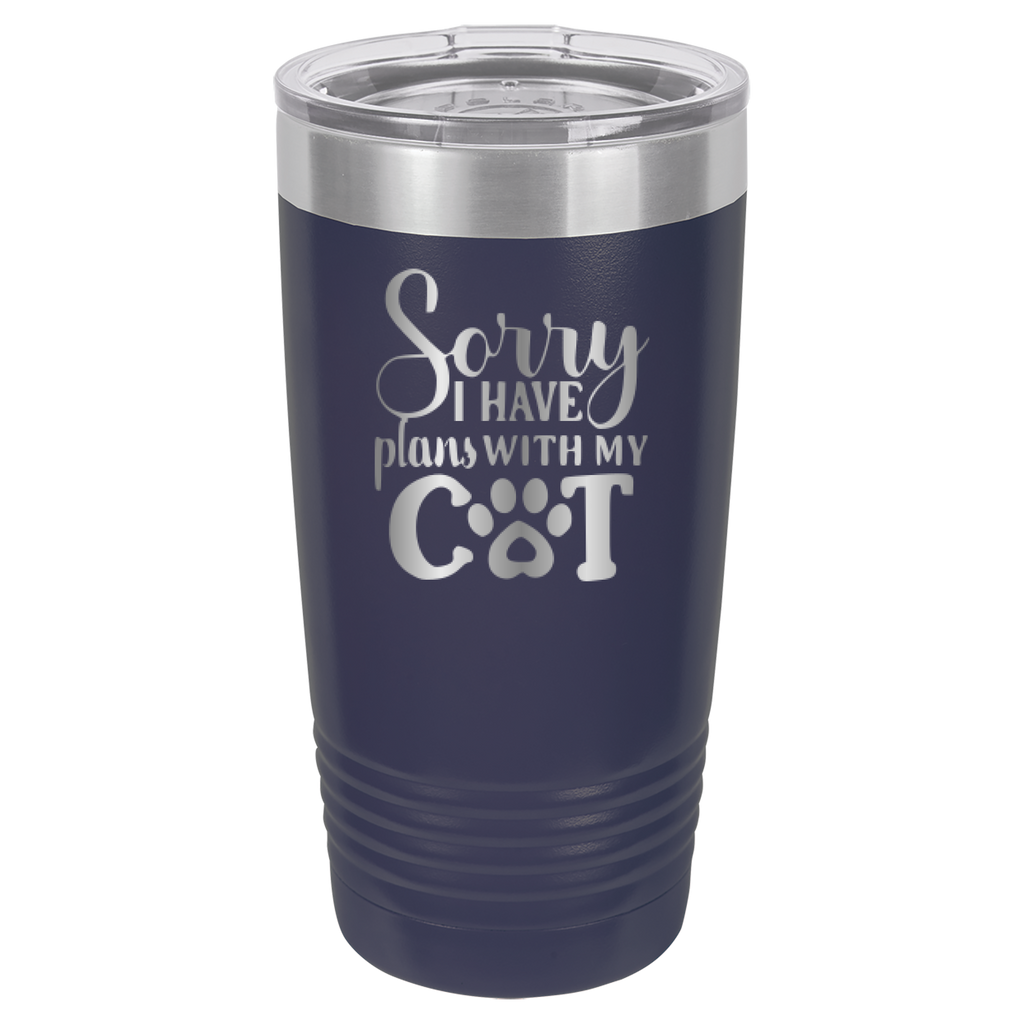 Sorry I Have Plans With My Cat - 20oz Polar Camel Tumbler - Navy image