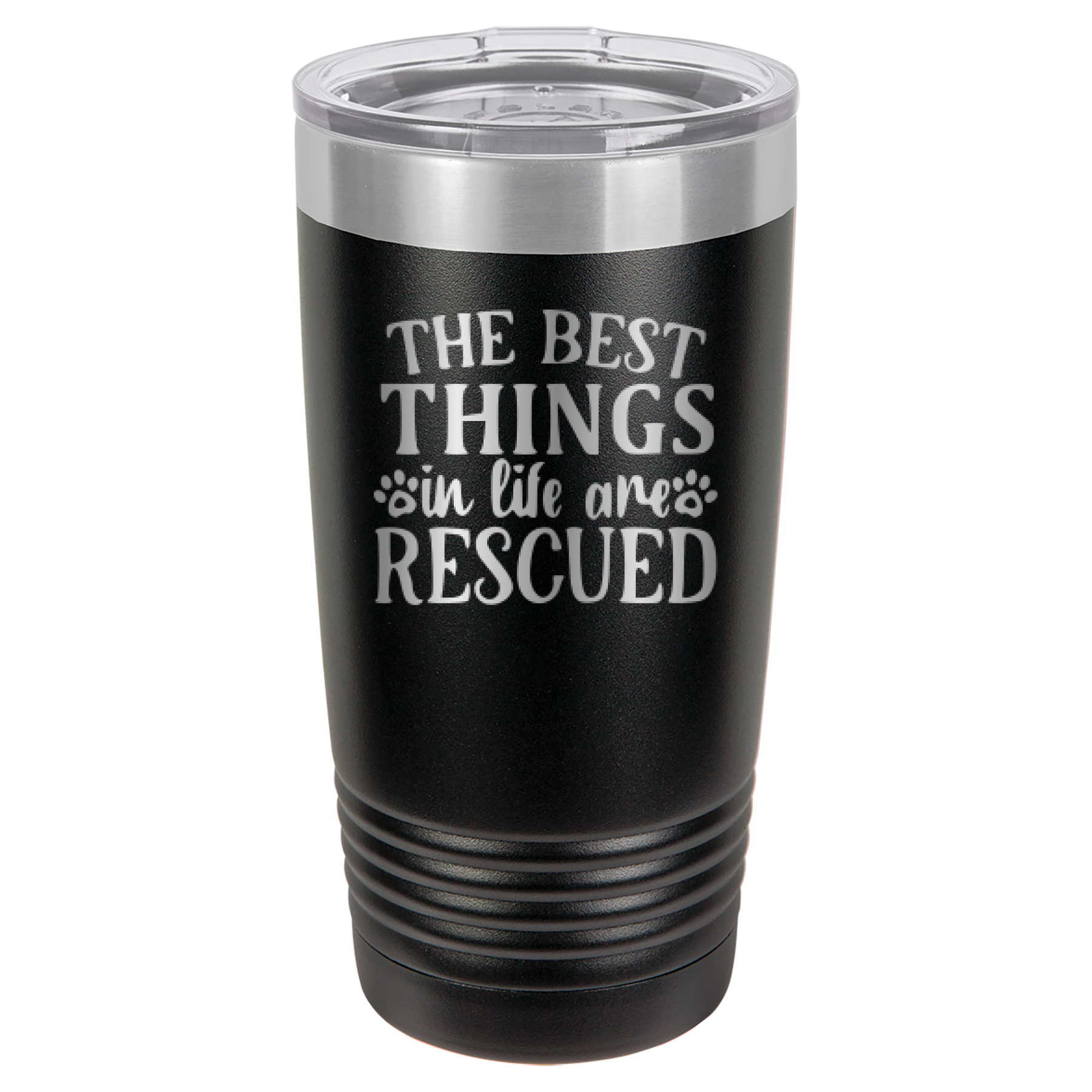 The Best Things In Life Are Rescued - 20oz Polar Camel Tumbler - Black image