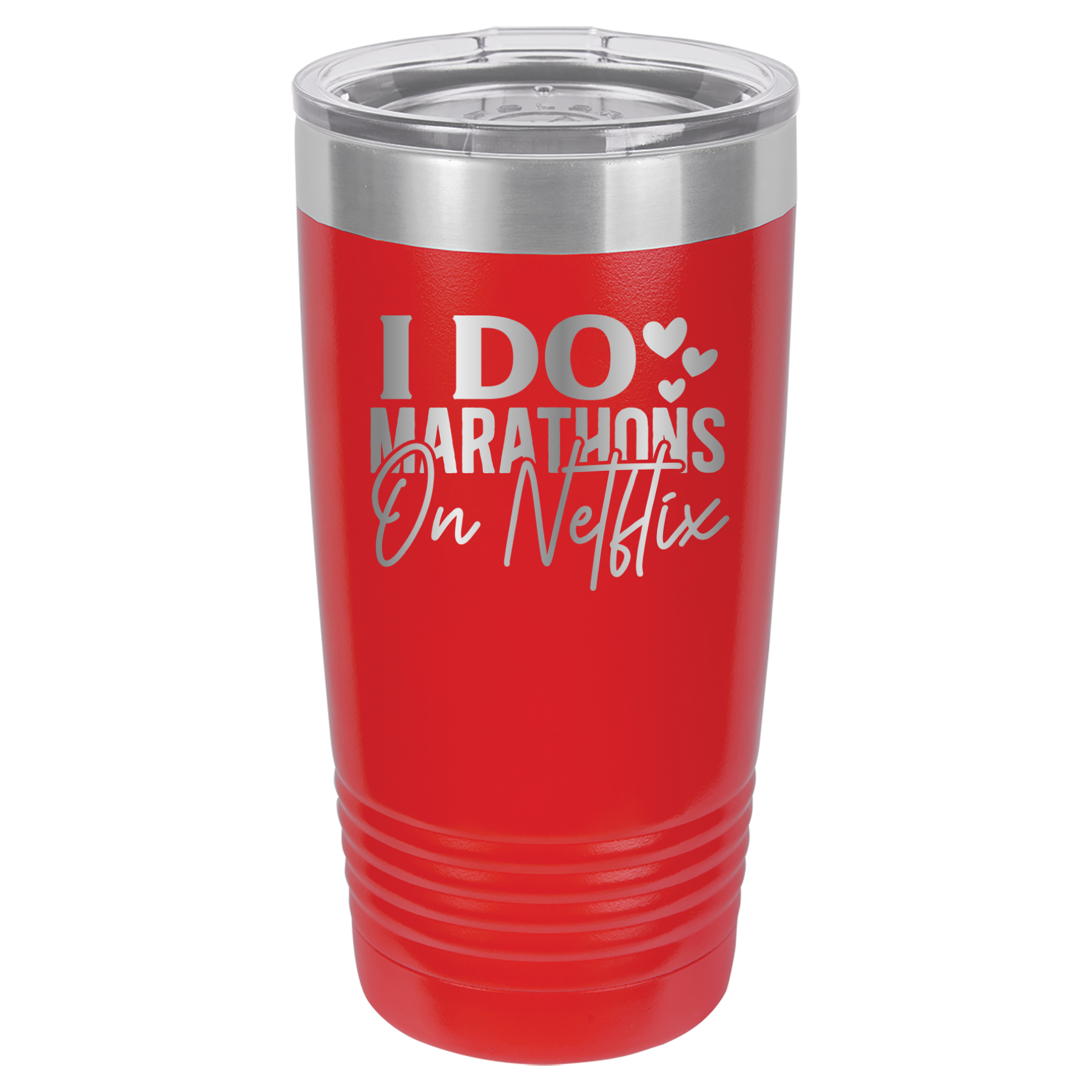 I Do Marathons On Netflix - 20oz Polar Camel Tumbler - Red image