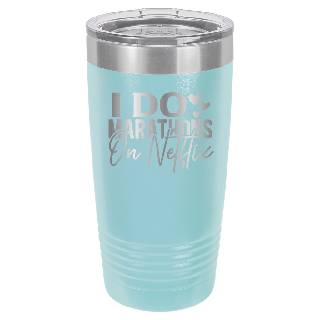 I Do Marathons On Netflix - 20oz Polar Camel Tumbler - Light Blue image