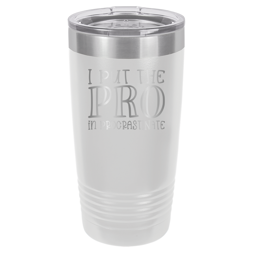 I Put the PRO in Procrastinate - Polar Camel 20oz Tumbler - White image