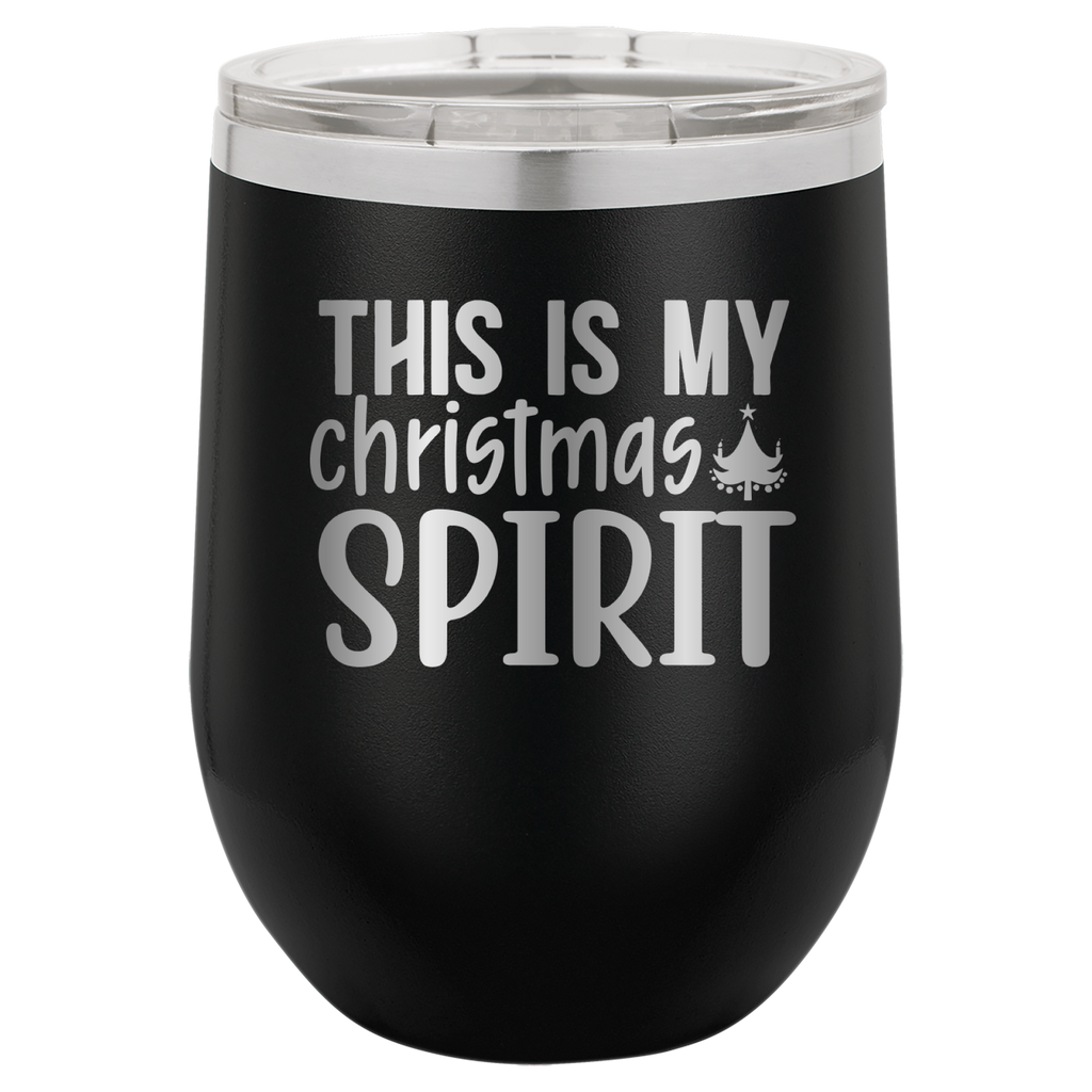 This Is My Christmas Spirit - 12oz Polar Camel Wine Tumbler - Black image