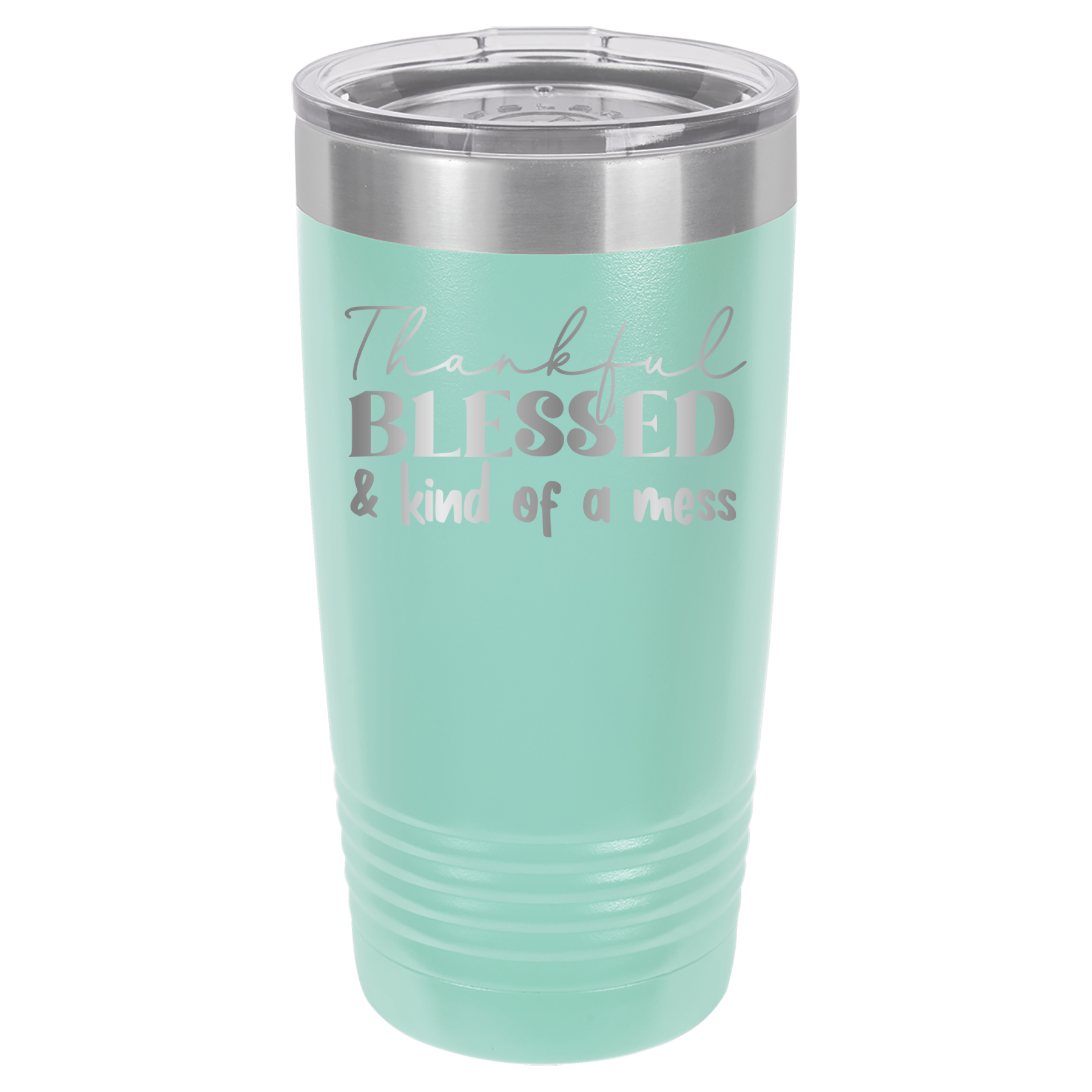 Thankful, Blessed, And Kind Of A Mess - 20oz Polar Camel Tumbler - Teal image