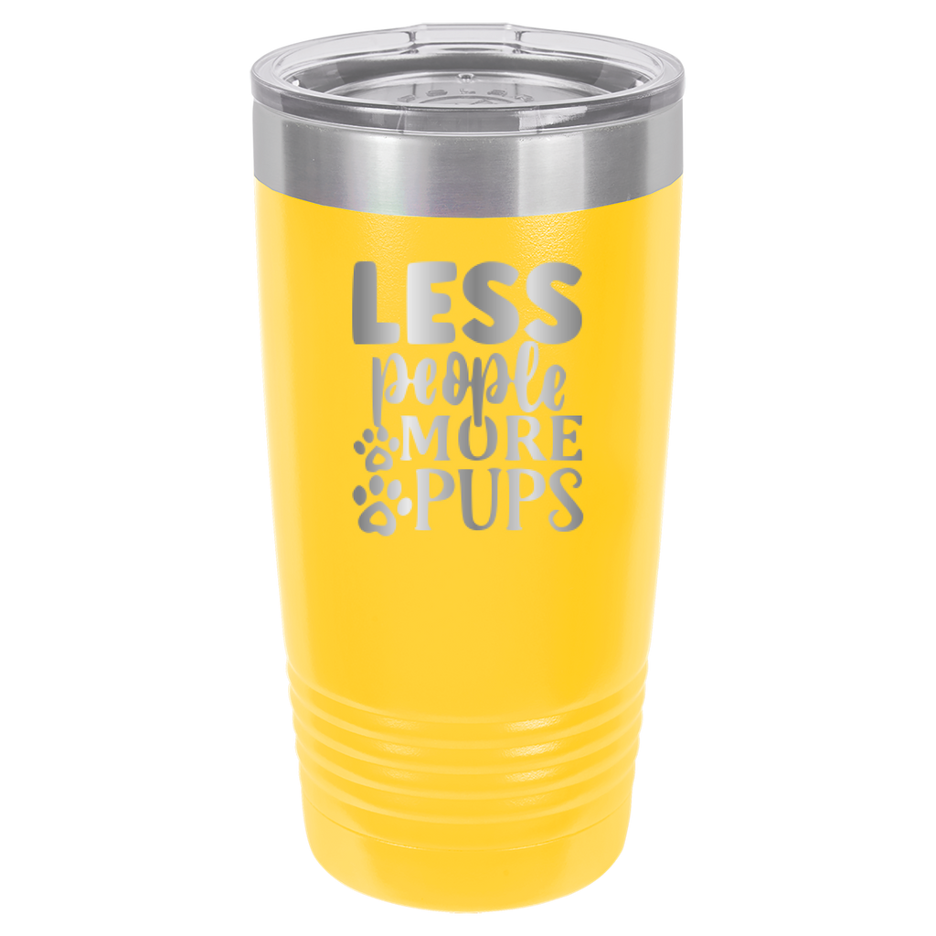 Less People More Pups - 20oz Polar Camel Tumbler - Yellow image