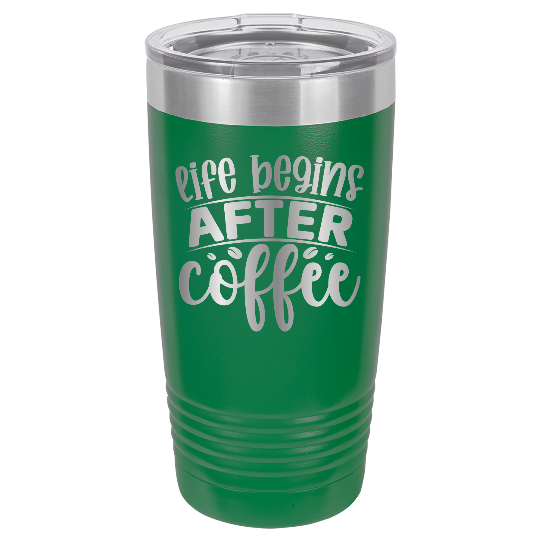 Life Begins After Coffee - 20oz Polar Camel Tumbler - Green image