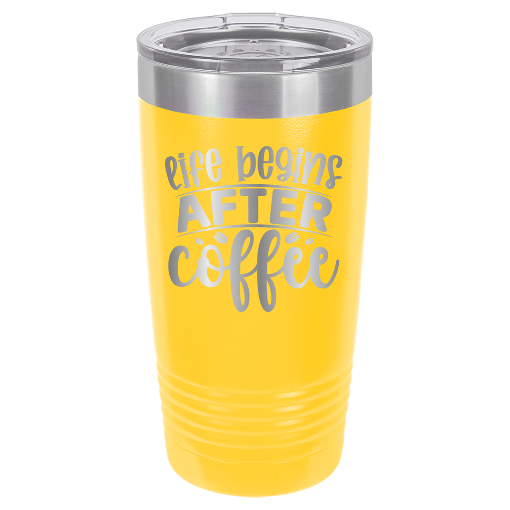 Life Begins After Coffee - 20oz Polar Camel Tumbler - Yellow image