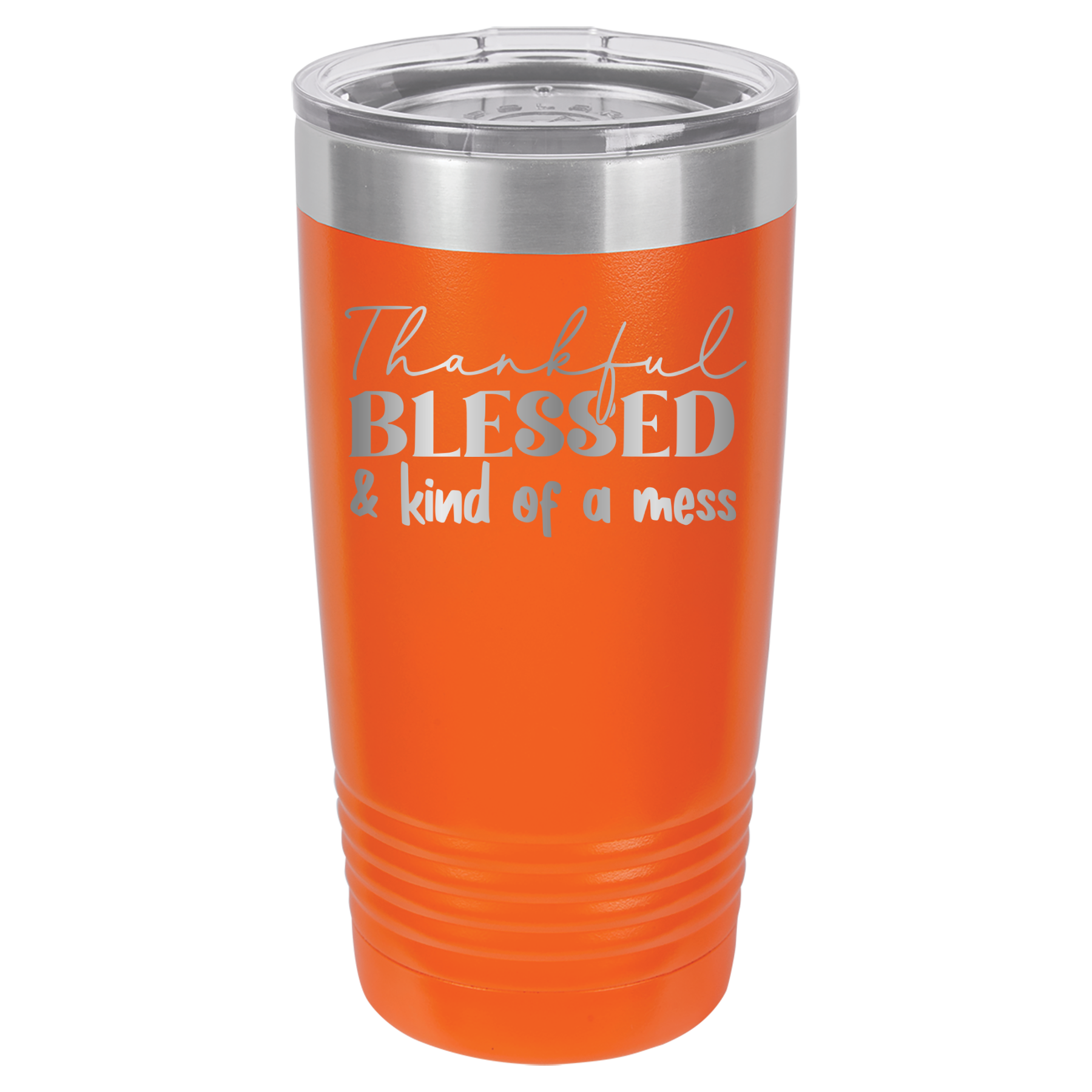 Thankful, Blessed, And Kind Of A Mess - 20oz Polar Camel Tumbler - Orange image