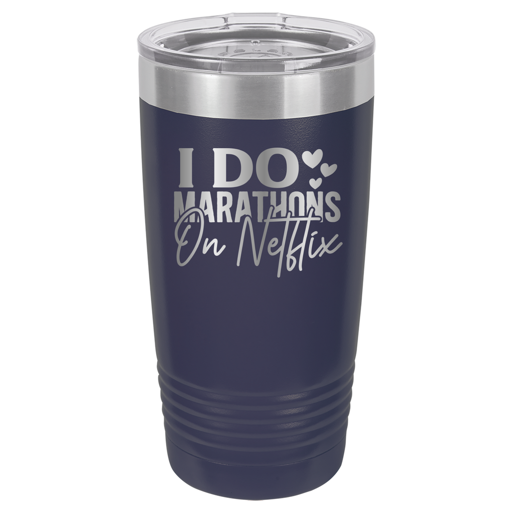 I Do Marathons On Netflix - 20oz Polar Camel Tumbler - Navy image