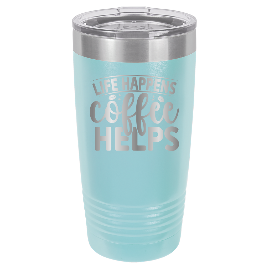 Life Happens Coffee Helps - 20oz Polar Camel Tumbler - Light Blue image
