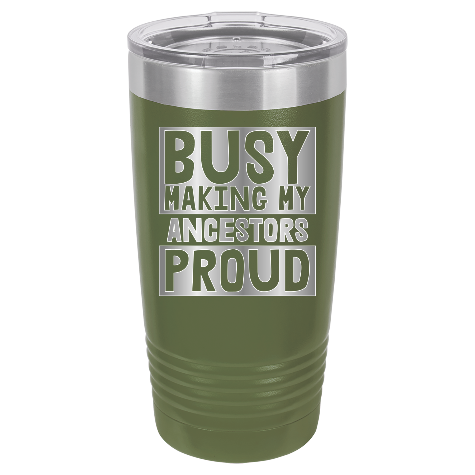 Busy Making My Ancestors Proud - 20oz Polar Camel Tumbler - Olive Green image