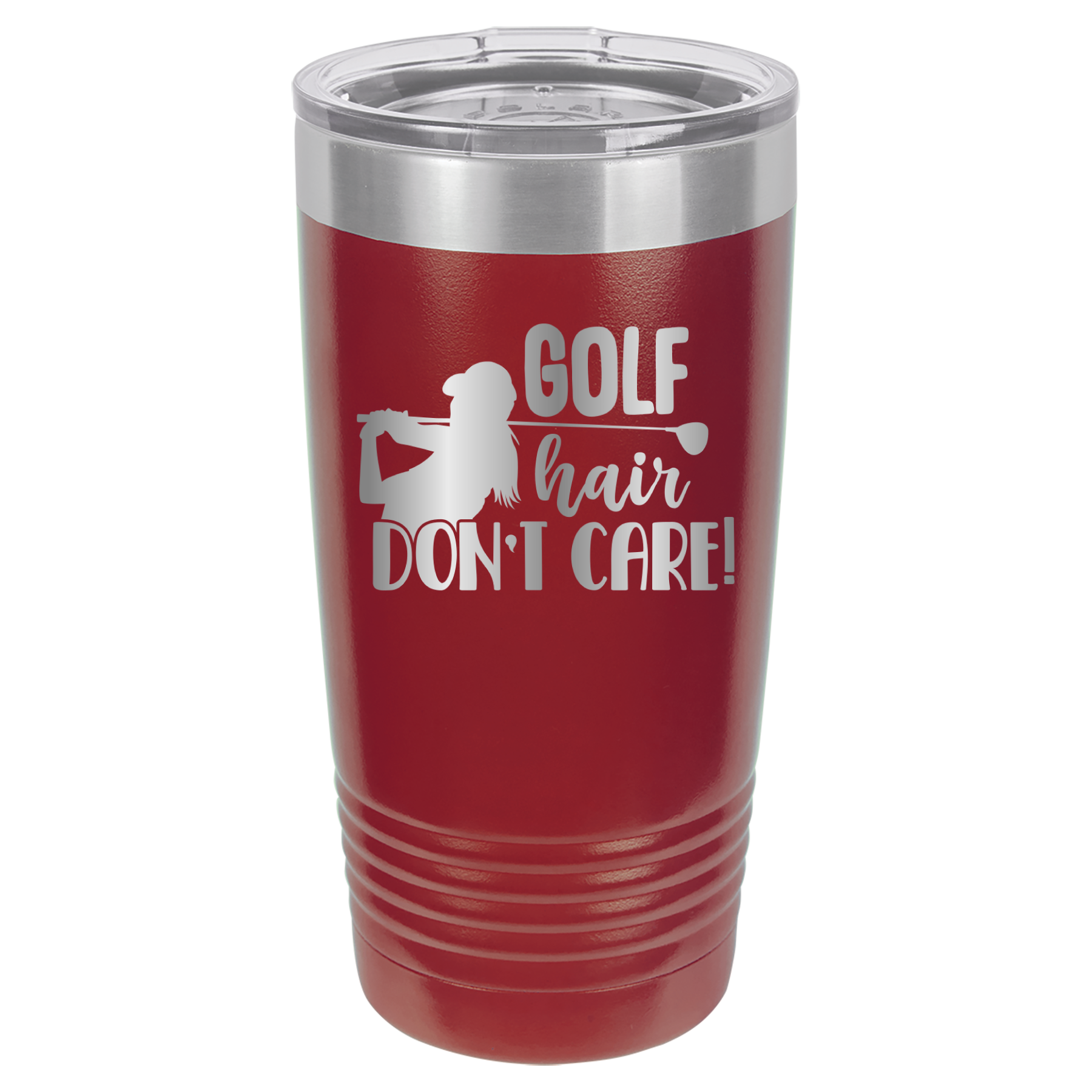 Golf Hair, Don't Care - 20oz Polar Camel Tumbler - Maroon image