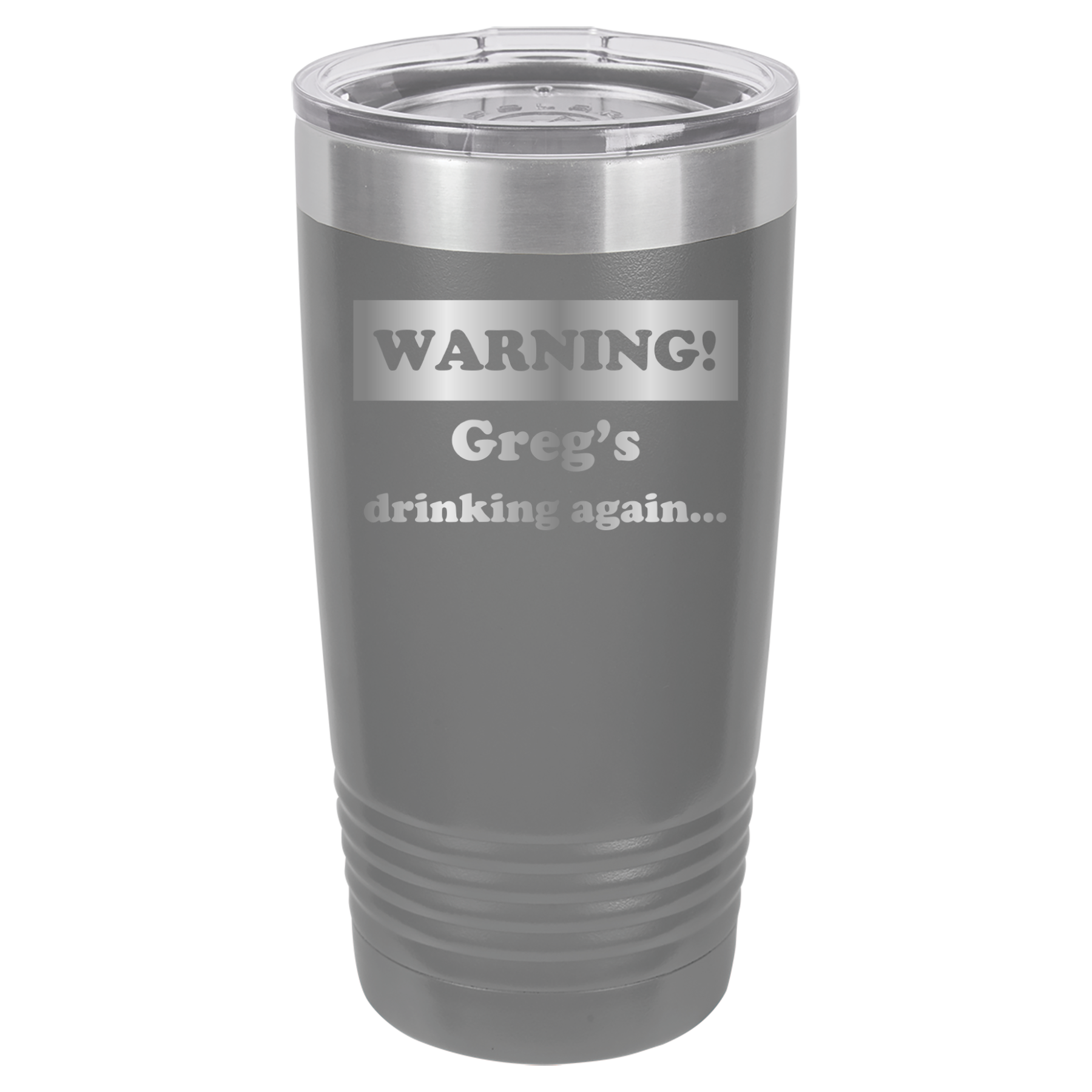 Warning! Drinking Again - 20oz Polar Camel Tumbler - Personalized - Gray image