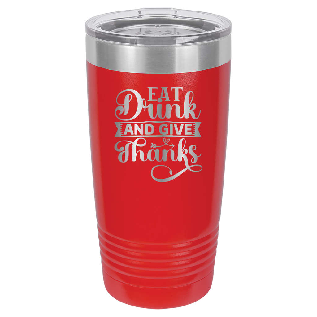 Eat, Drink, Give Thanks - 20oz Polar Camel Tumbler - Red image