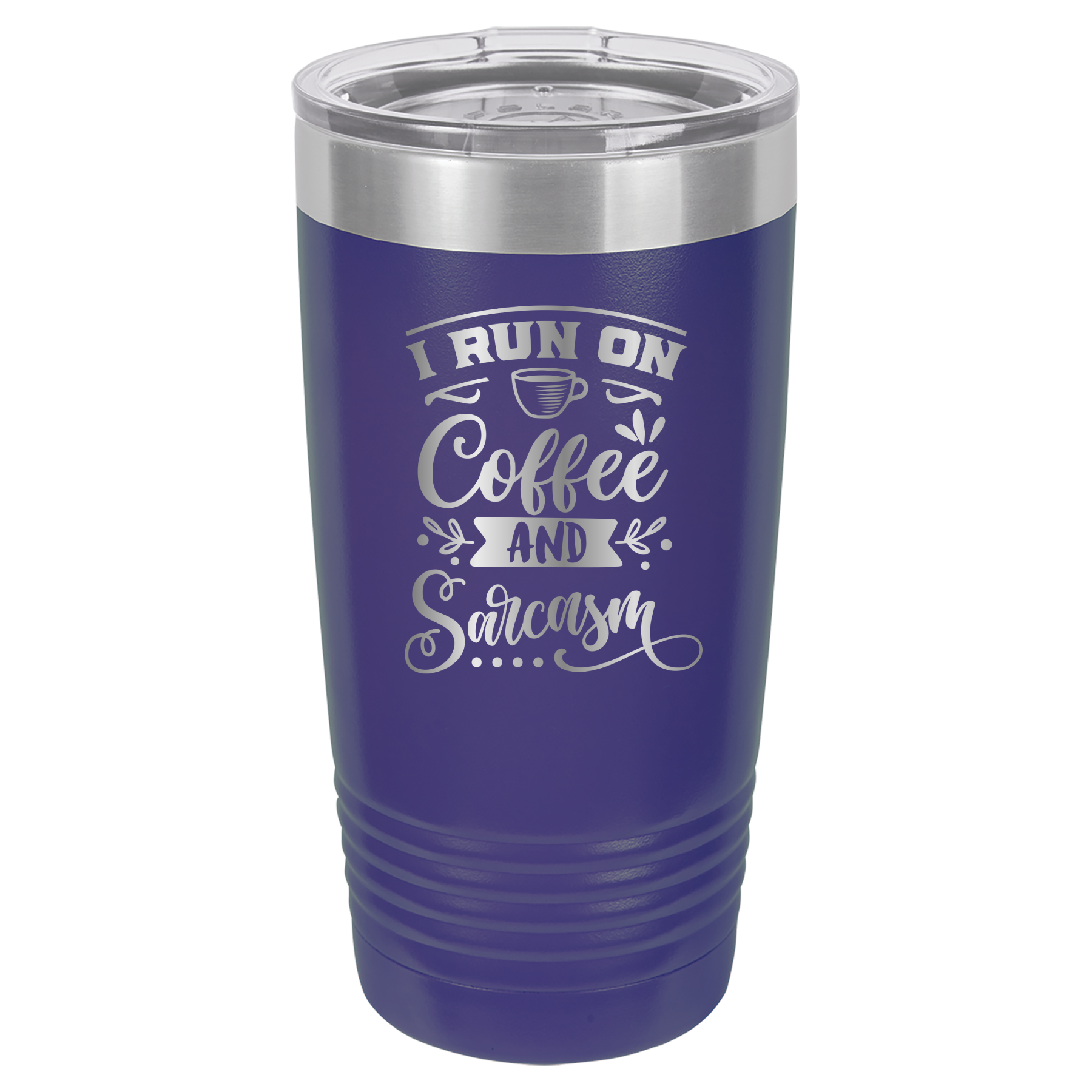 I Run On Coffee and Sarcasm - 20oz Polar Camel Tumbler - Purple image