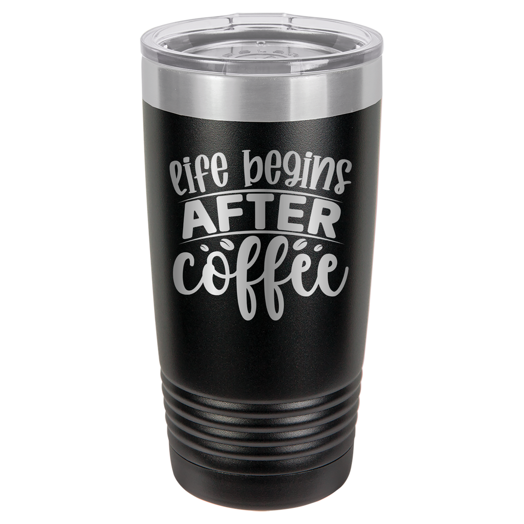 Life Begins After Coffee - 20oz Polar Camel Tumbler - Black image