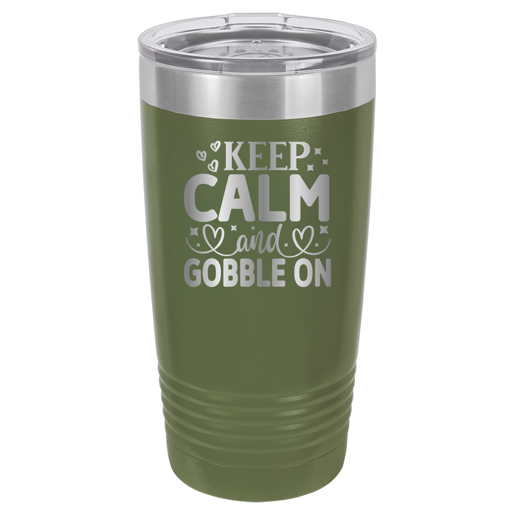 Keep Calm and Gobble On - 20oz Polar Camel Tumbler - Olive Green image