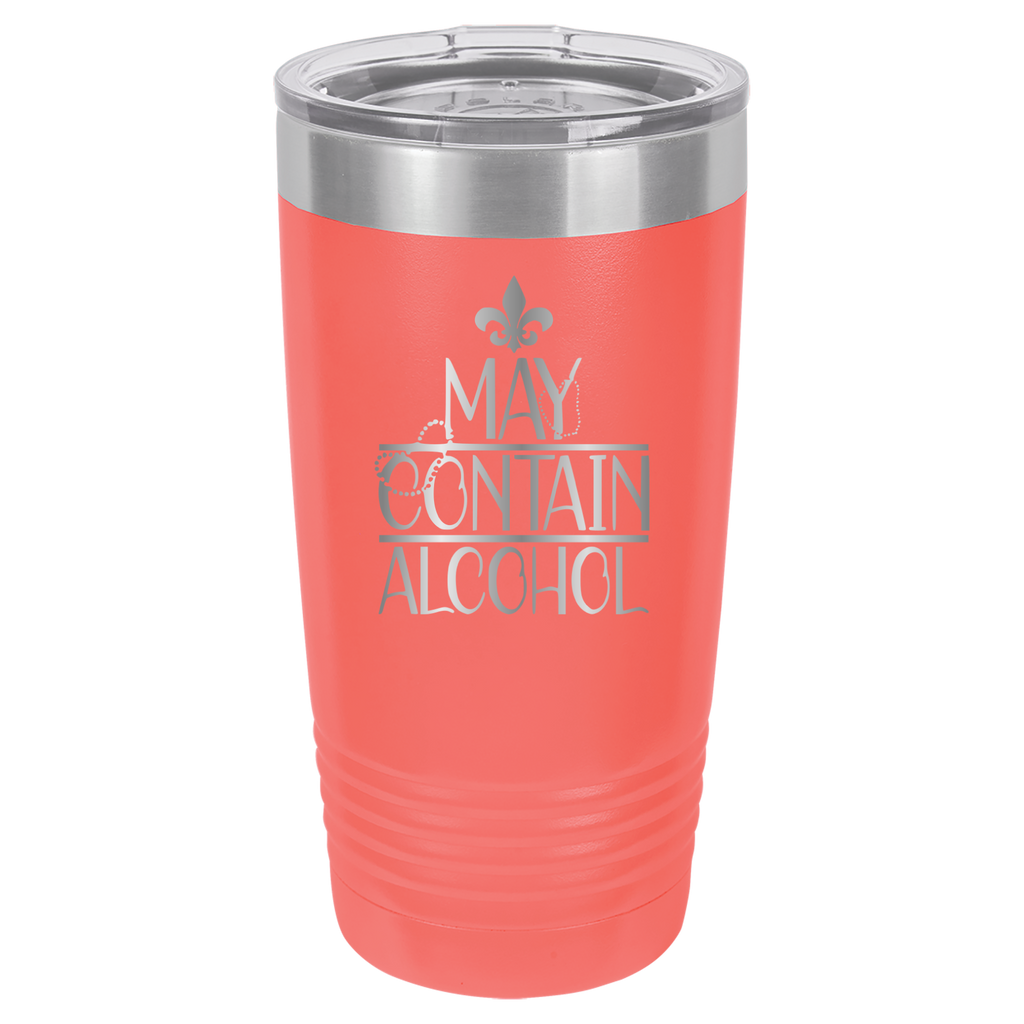 May Contain Alcohol - Mardi Gras, New Orleans, NOLA - 20oz Polar Camel Tumbler - Coral image