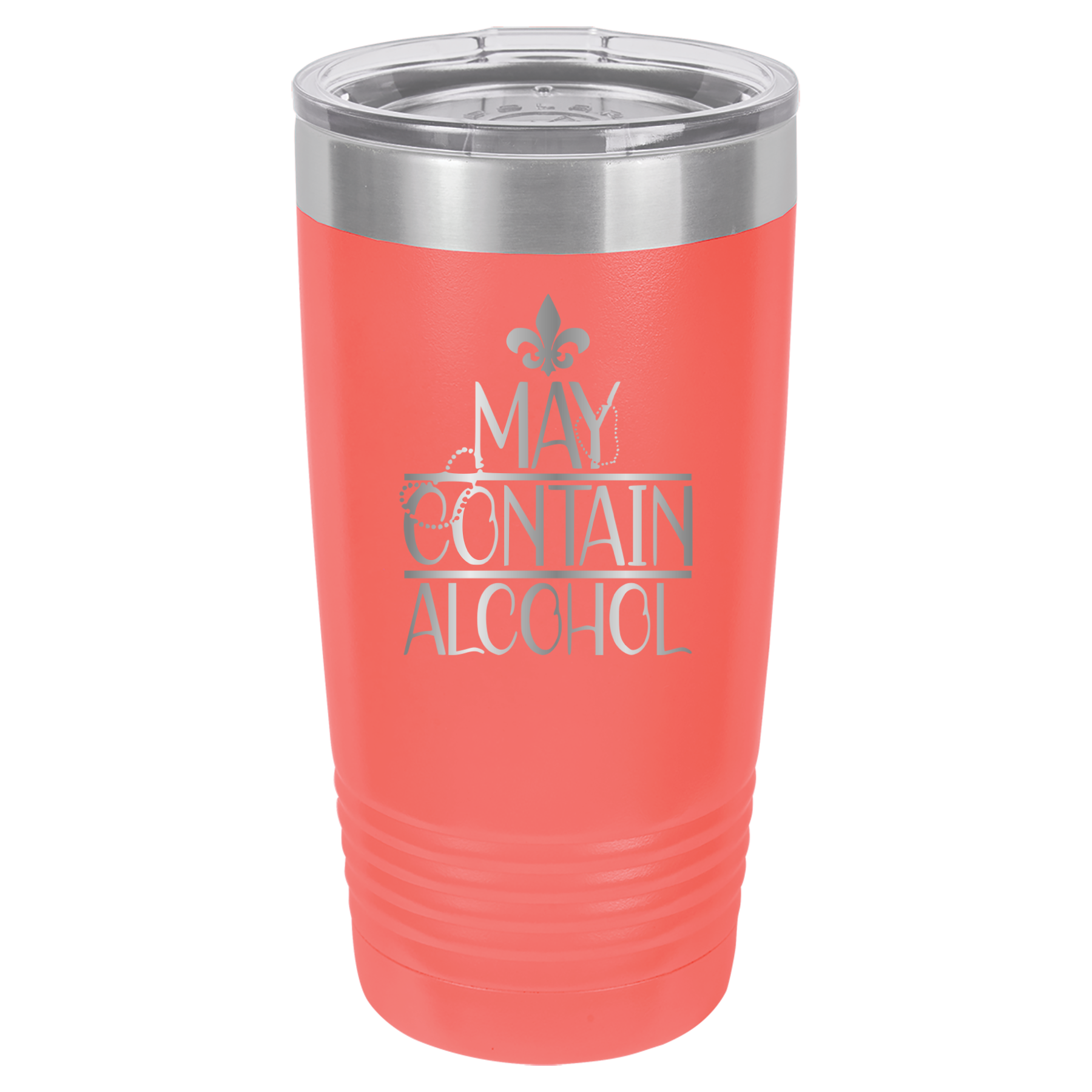 May Contain Alcohol - Mardi Gras, New Orleans, NOLA - 20oz Polar Camel Tumbler - Coral image