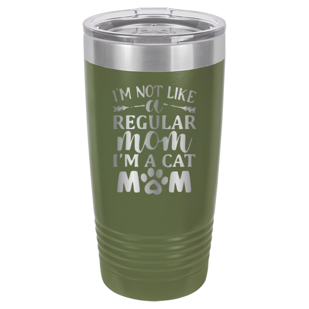 I'm Not Like A Regular Mom, I'm A Cat Mom - 20oz Polar Camel Tumbler - Olive Green image