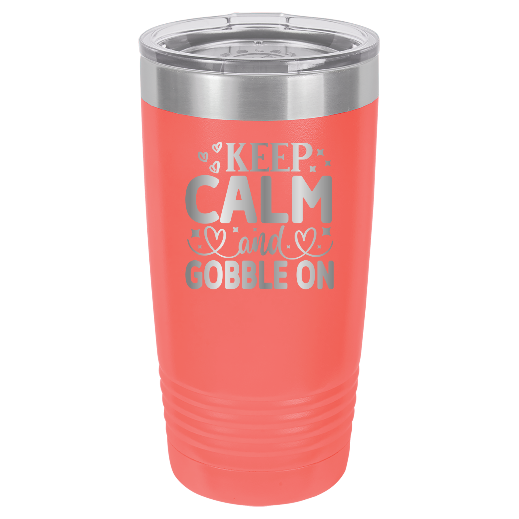 Keep Calm and Gobble On - 20oz Polar Camel Tumbler - Coral image