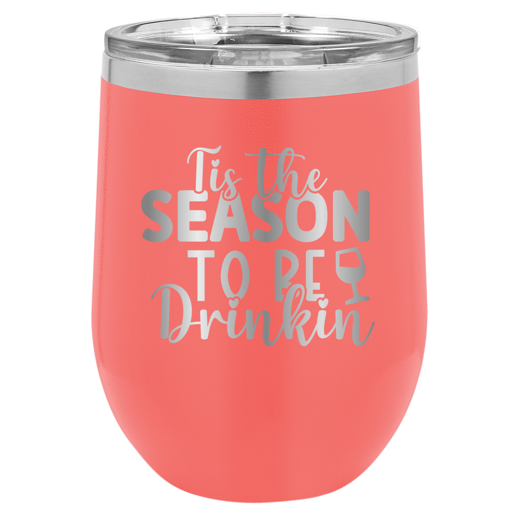 Tis The Season To Be Drinkin' - 12oz Polar Camel Wine Tumbler - Coral image