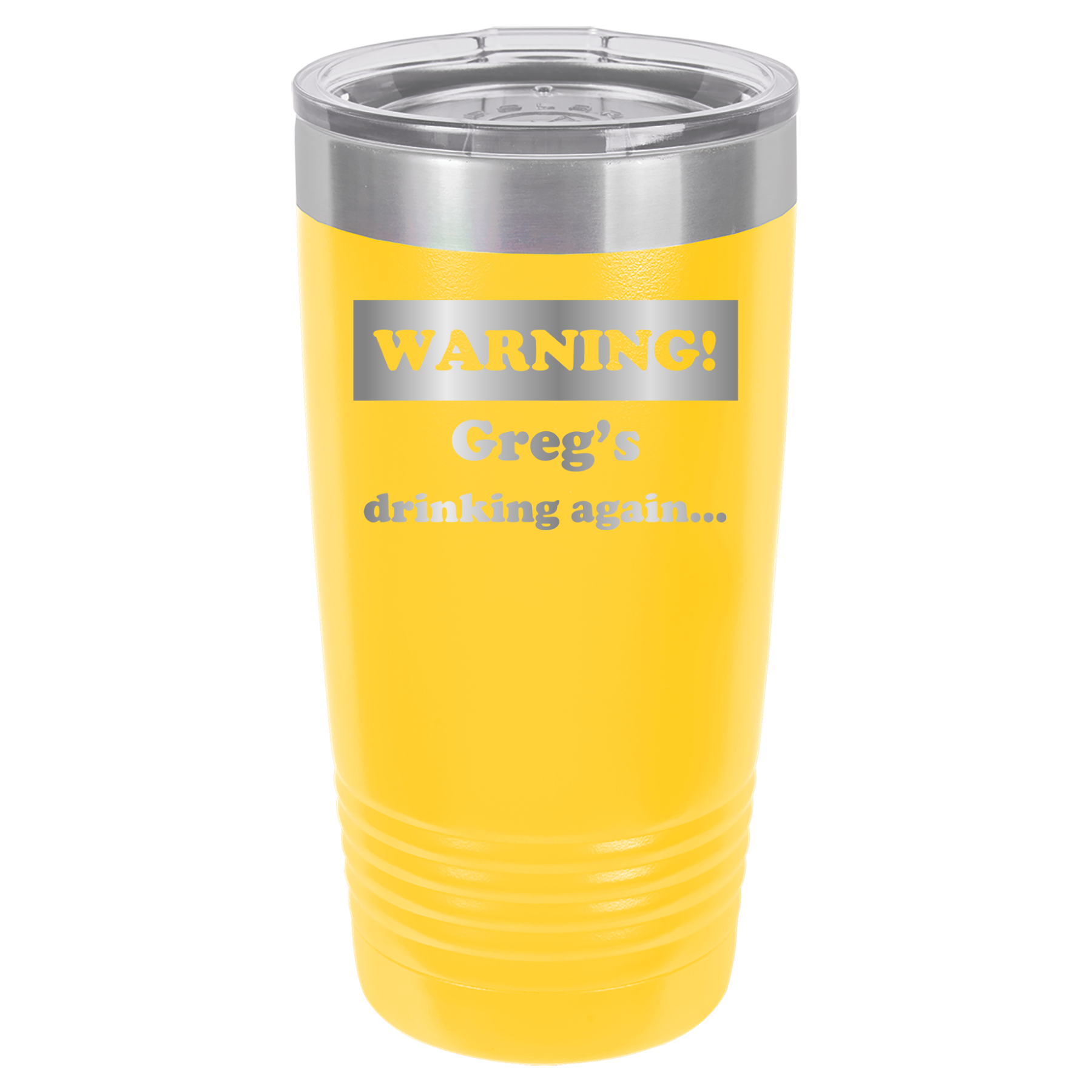 Warning! Drinking Again - 20oz Polar Camel Tumbler - Personalized - Yellow image