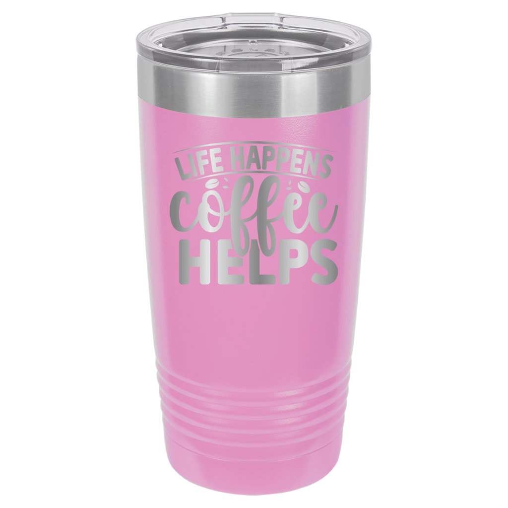 Life Happens Coffee Helps - 20oz Polar Camel Tumbler - Light Purple image