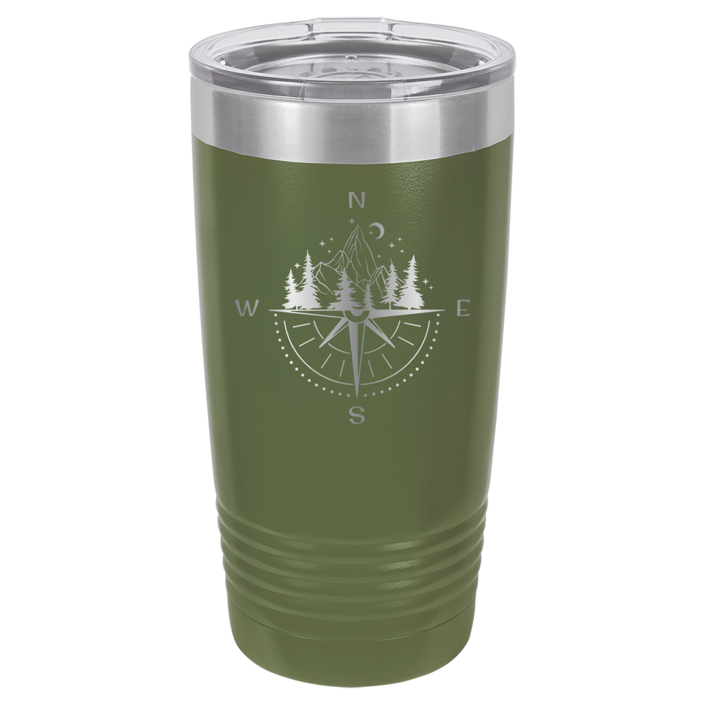Compass, Map, or Adventure - 20oz Polar Camel Tumbler - Olive Green image