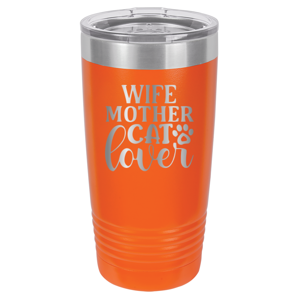 Wife, Mother, Cat Lover - 20oz Polar Camel Tumbler - Orange image