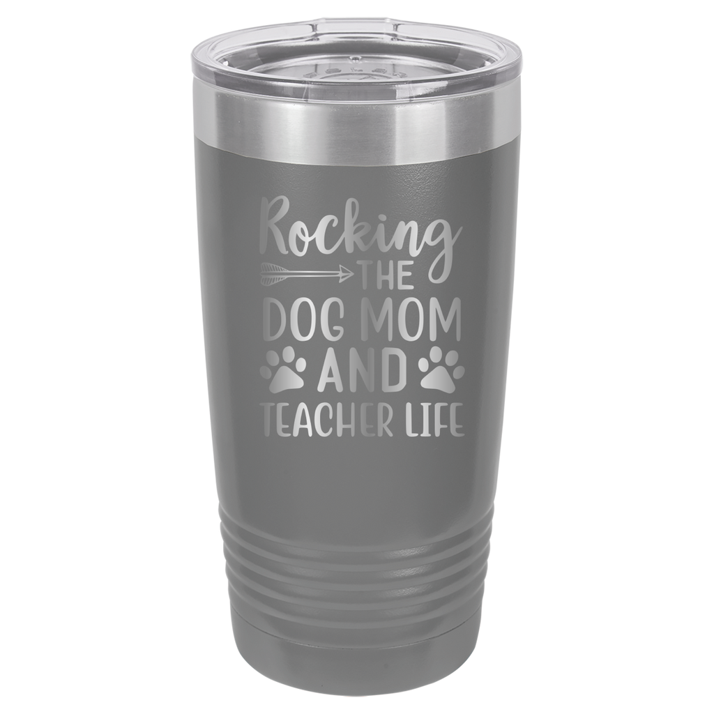 Rocking The Dog Mom And Teacher Life - 20oz Polar Camel Tumbler - Gray image