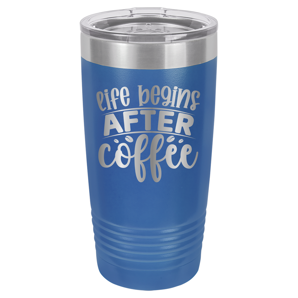 Life Begins After Coffee - 20oz Polar Camel Tumbler - Royal Blue image