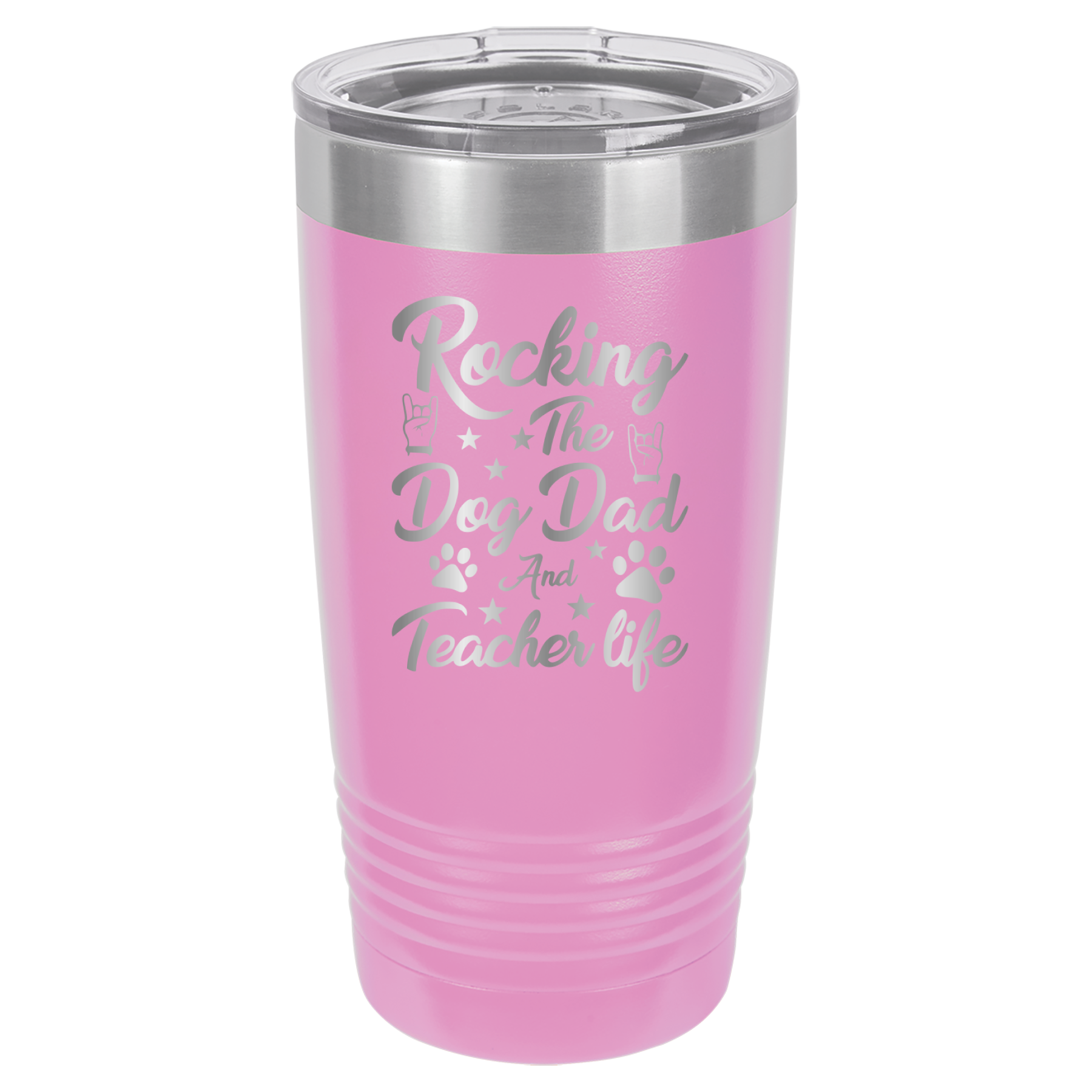 Rocking The Dog Dad And Teacher Life - 20oz Polar Camel Tumbler - Light Purple image