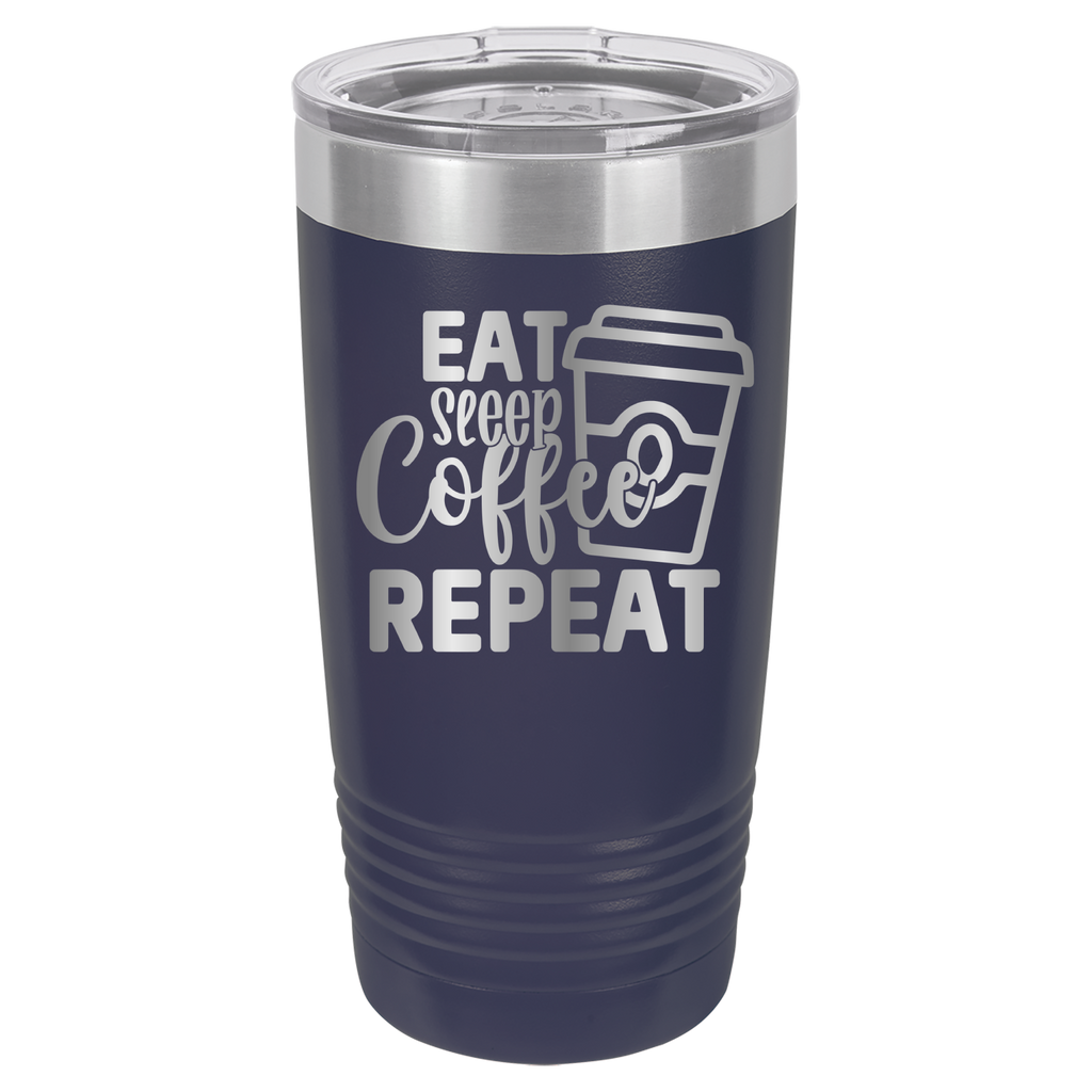 Eat, Sleep, Coffee, Repeat - 20oz Polar Camel Tumbler - For Coffee Lovers! - Navy image