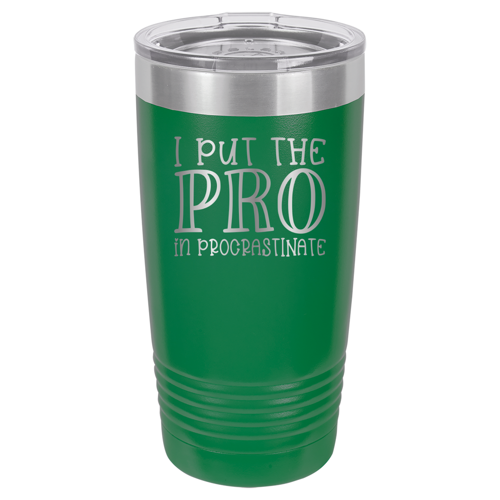 I Put the PRO in Procrastinate - Polar Camel 20oz Tumbler - Green image