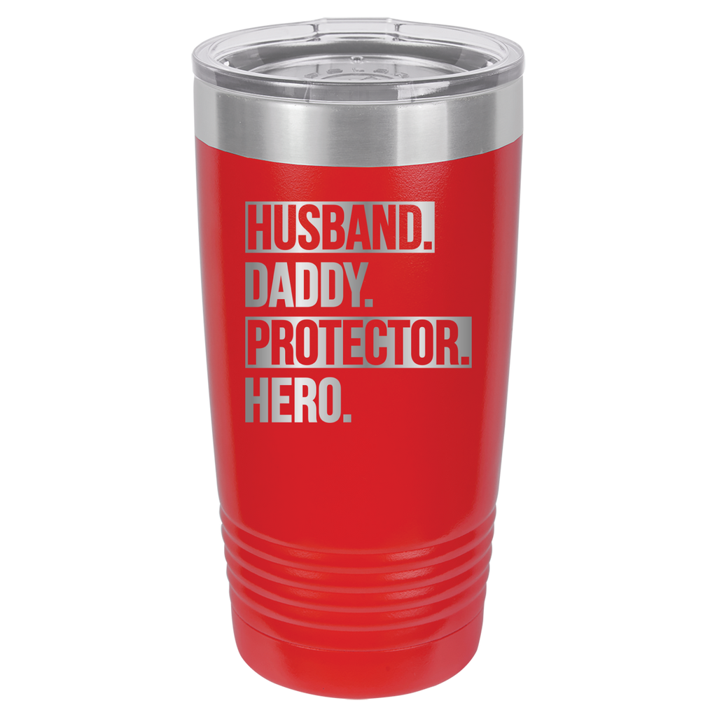Father's Day "Husband. Daddy. Protector. Hero. 20oz Polar Camel Tumbler - Red image