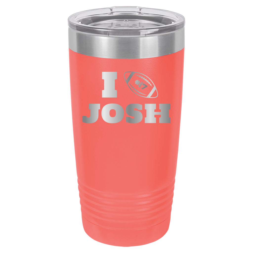 I Heart Josh - Josh Allen - 20oz Polar Camel Tumbler Buffalo Bills - Coral image