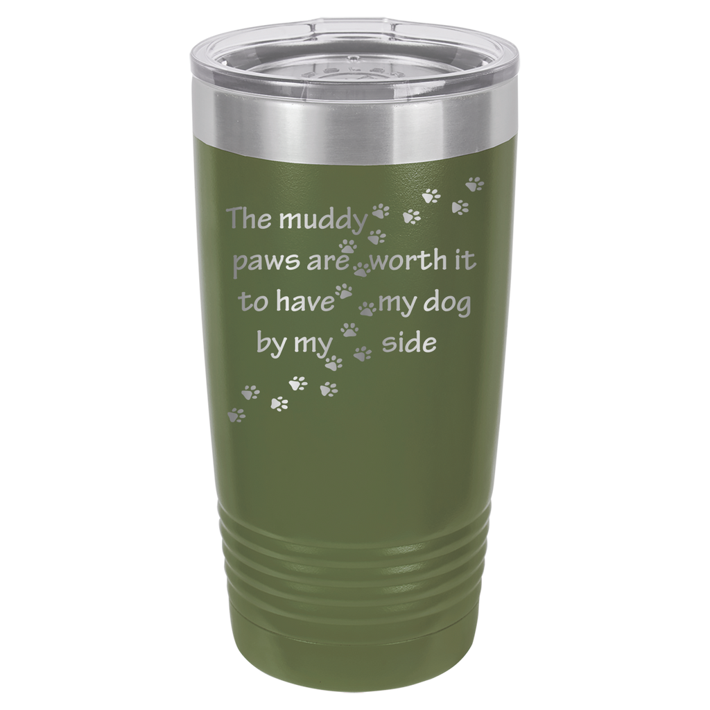 Muddy Paws - Dog 20oz Polar Camel Tumbler - Can Be Customized - Olive Green image