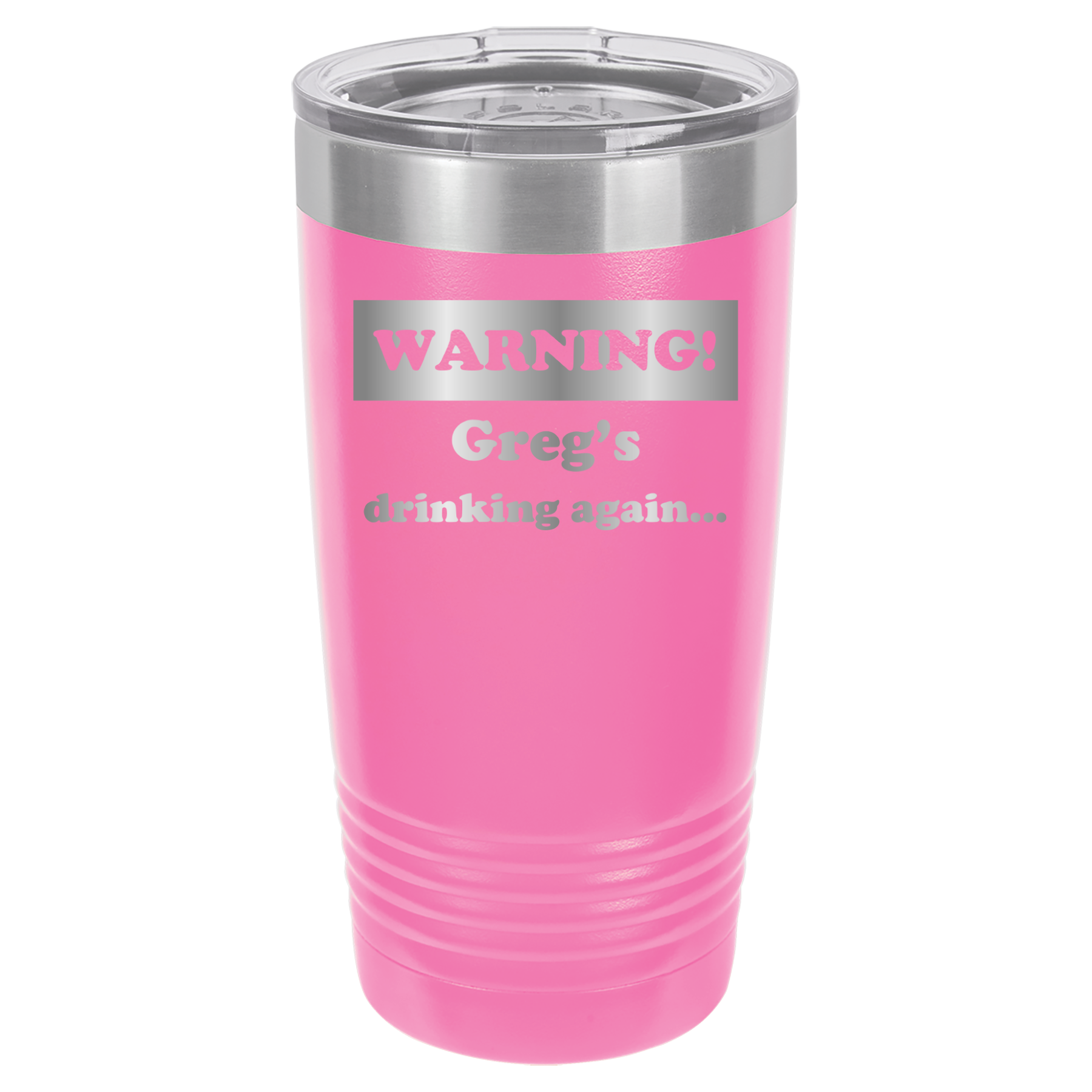 Warning! Drinking Again - 20oz Polar Camel Tumbler - Personalized - Pink image
